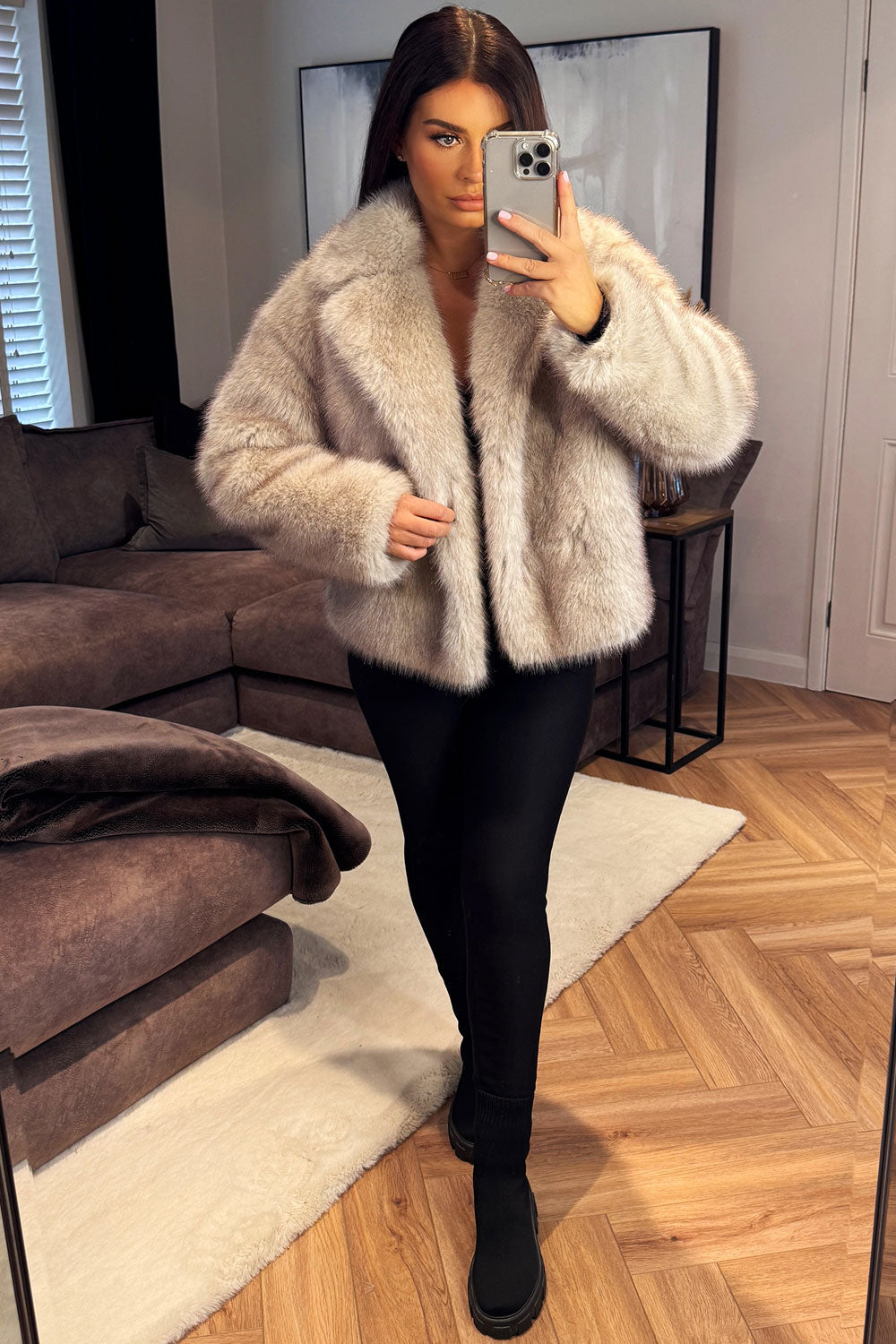 faux fur jacket with collars