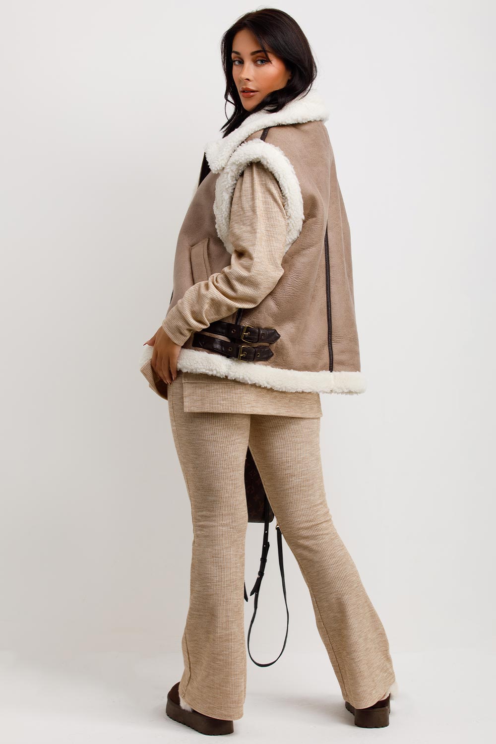 womens faux shearling gilet uk