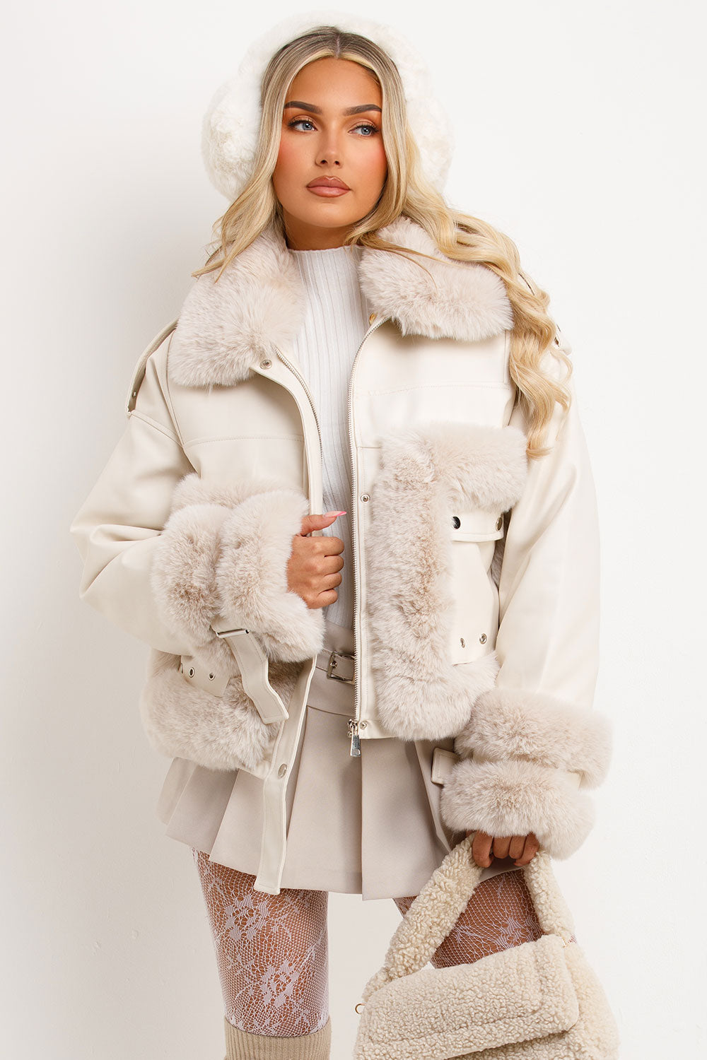 faux fur bomber aviator jacket styledup