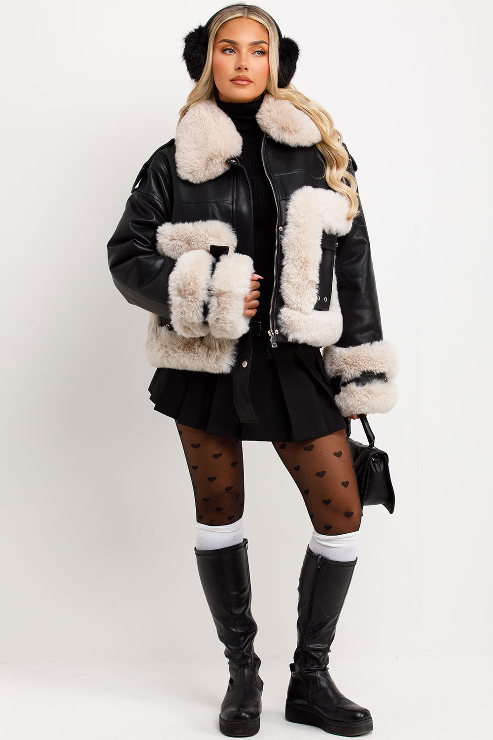 faux fur bomber aviator jacket styledup