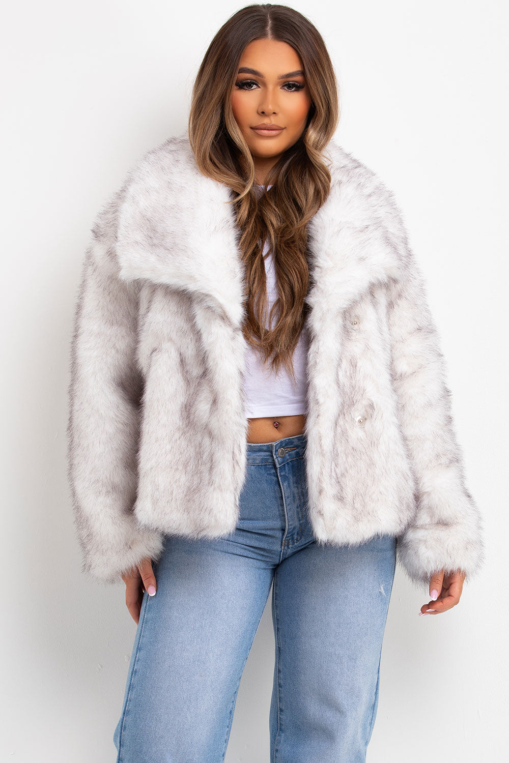zara womens faux fur jacket white styledup