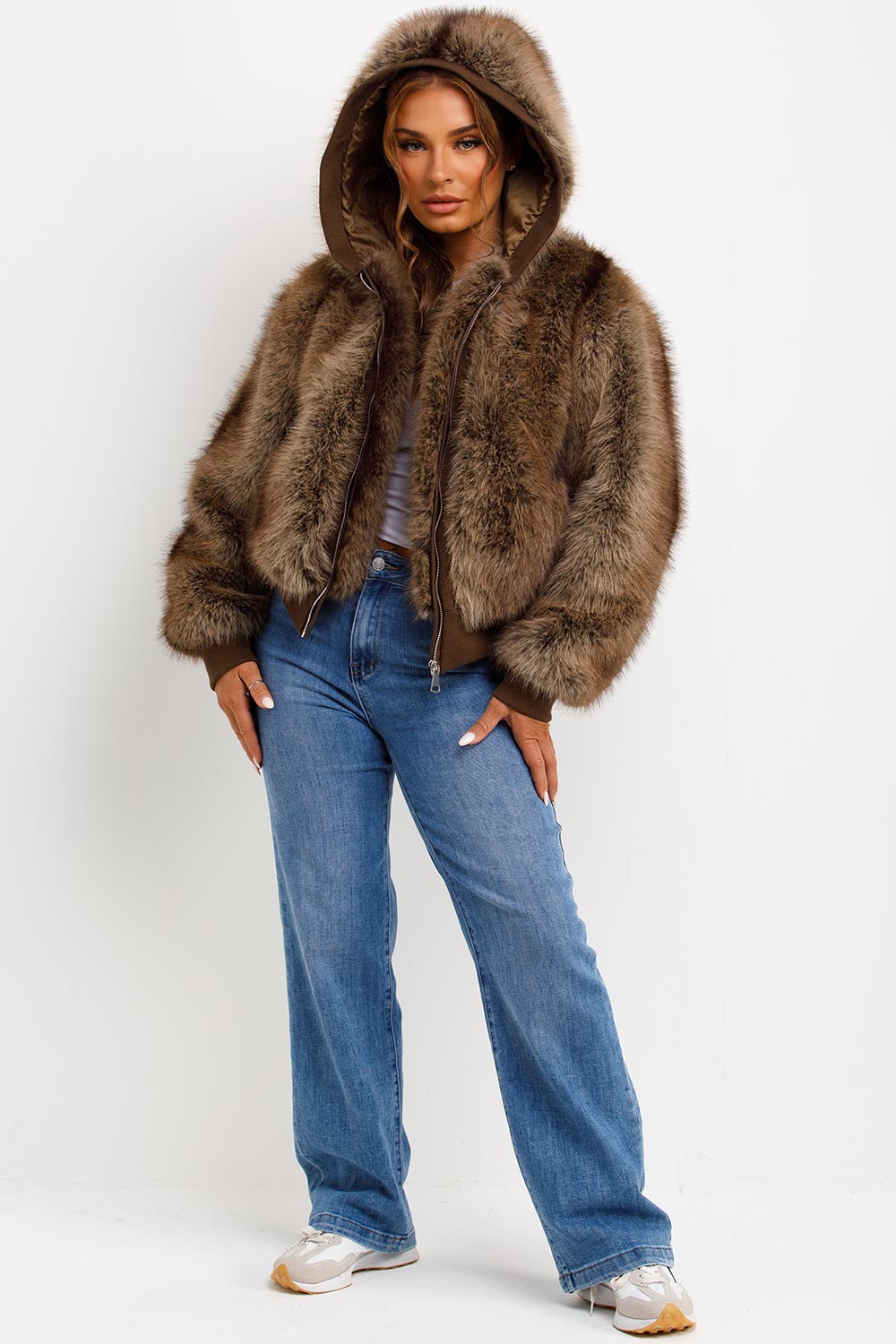 womens faux fur coat with hood styledup