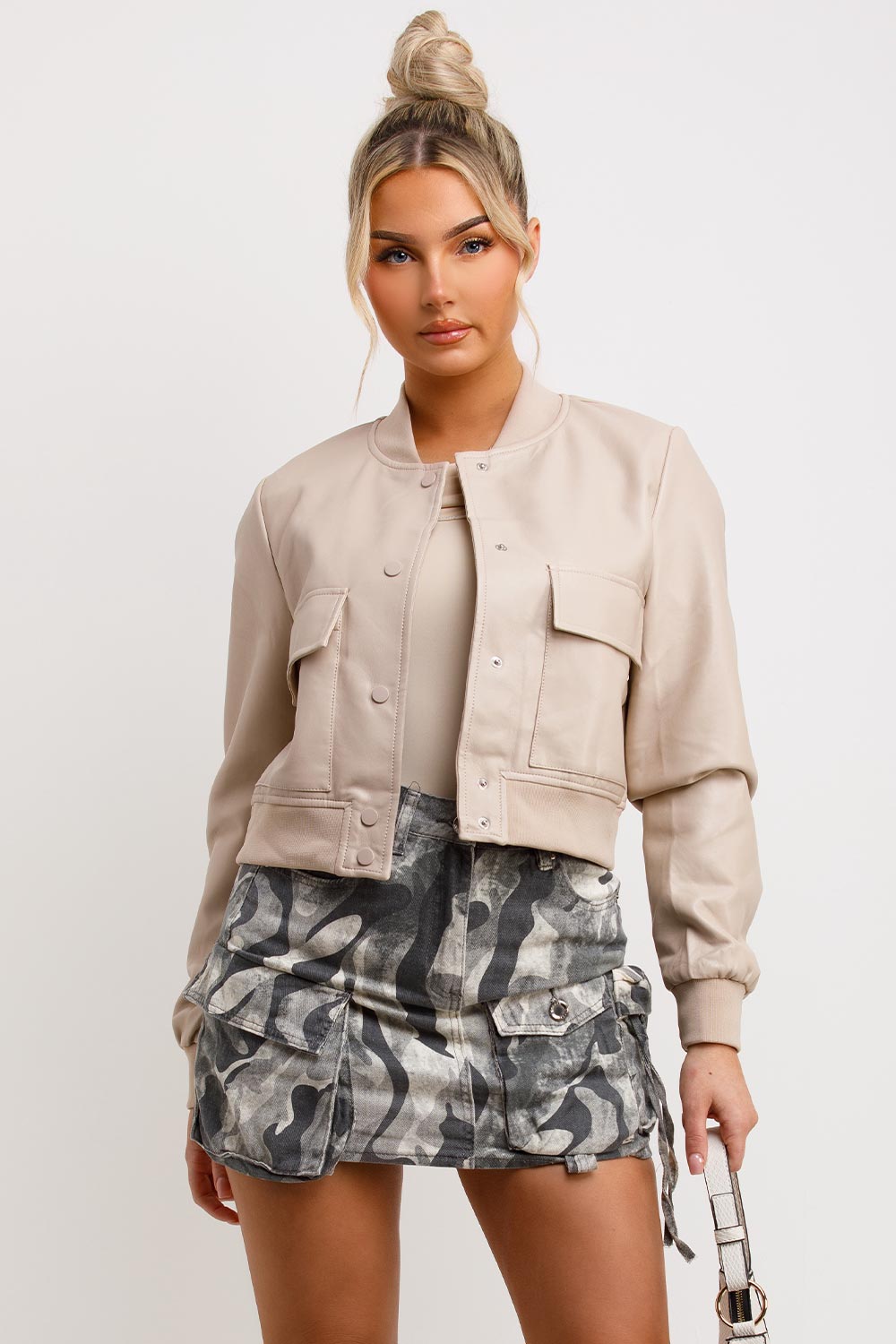 faux leather crop bomber jacket zara womens