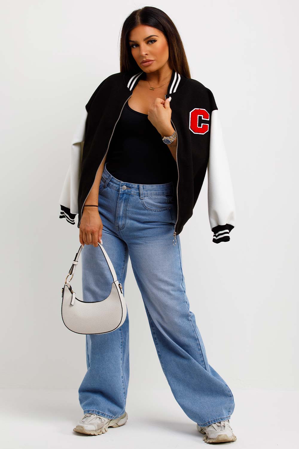 womens bomber jacket varsity letterman style