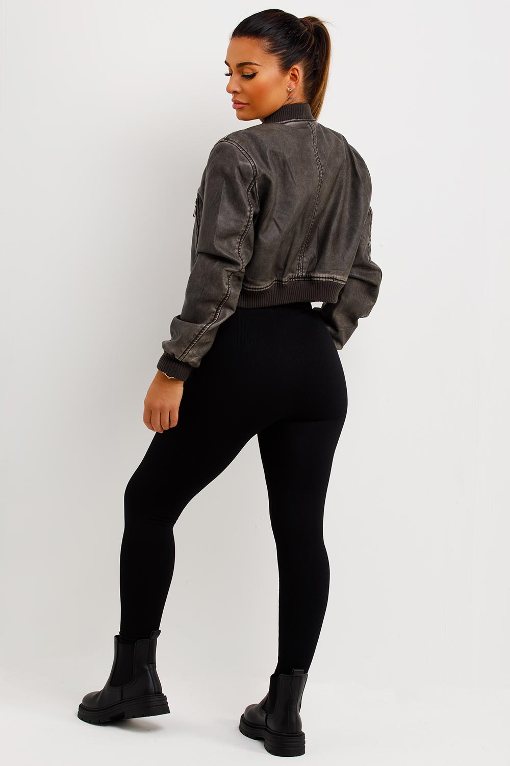 womens faux leather bomber biker zara jacket uk sale