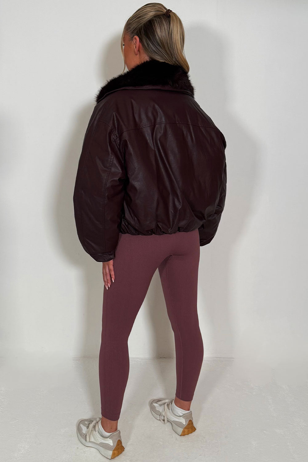 fur collar and trim bomber jacket for womens styledup