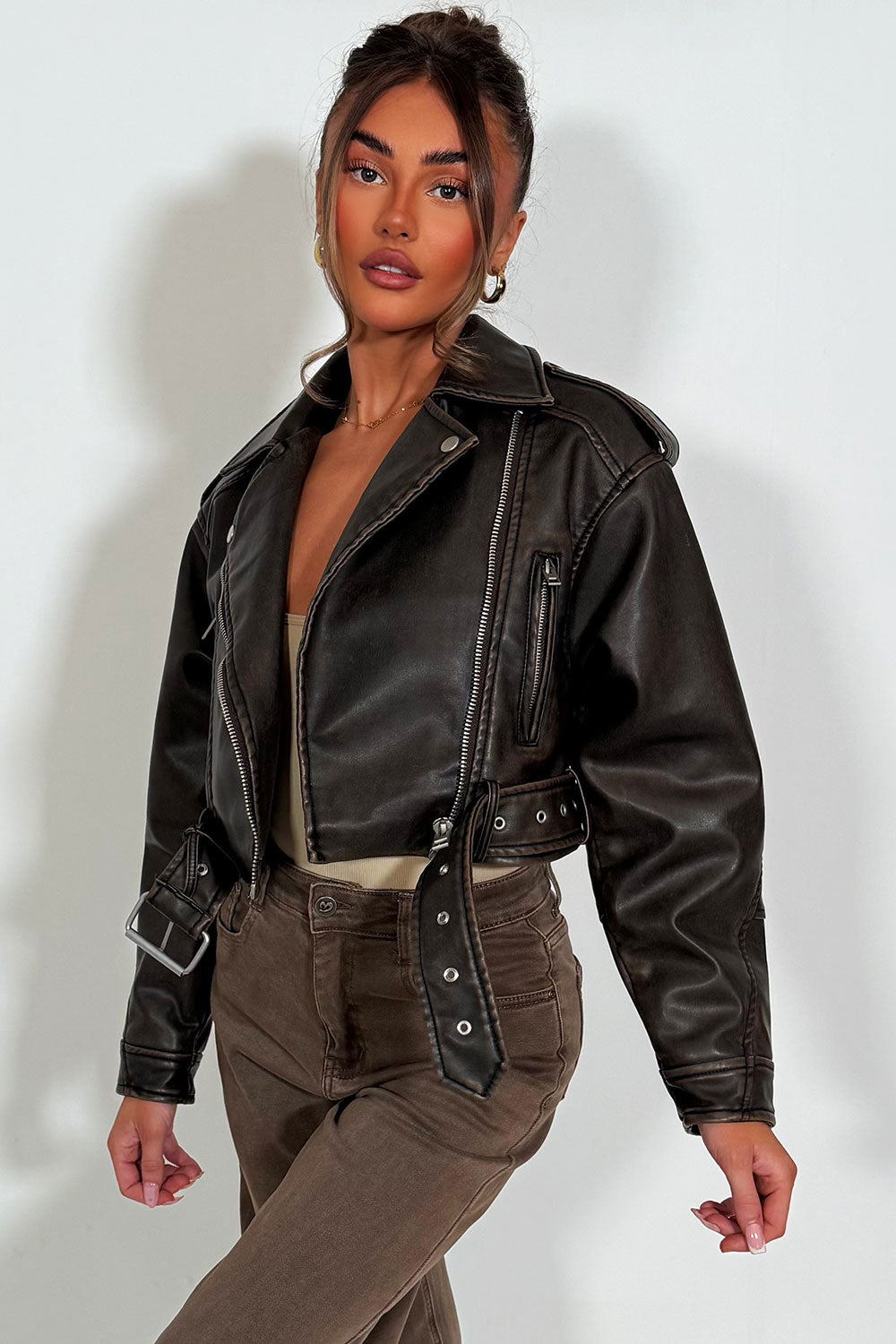 zara womens faux leather jacket with lapel collars