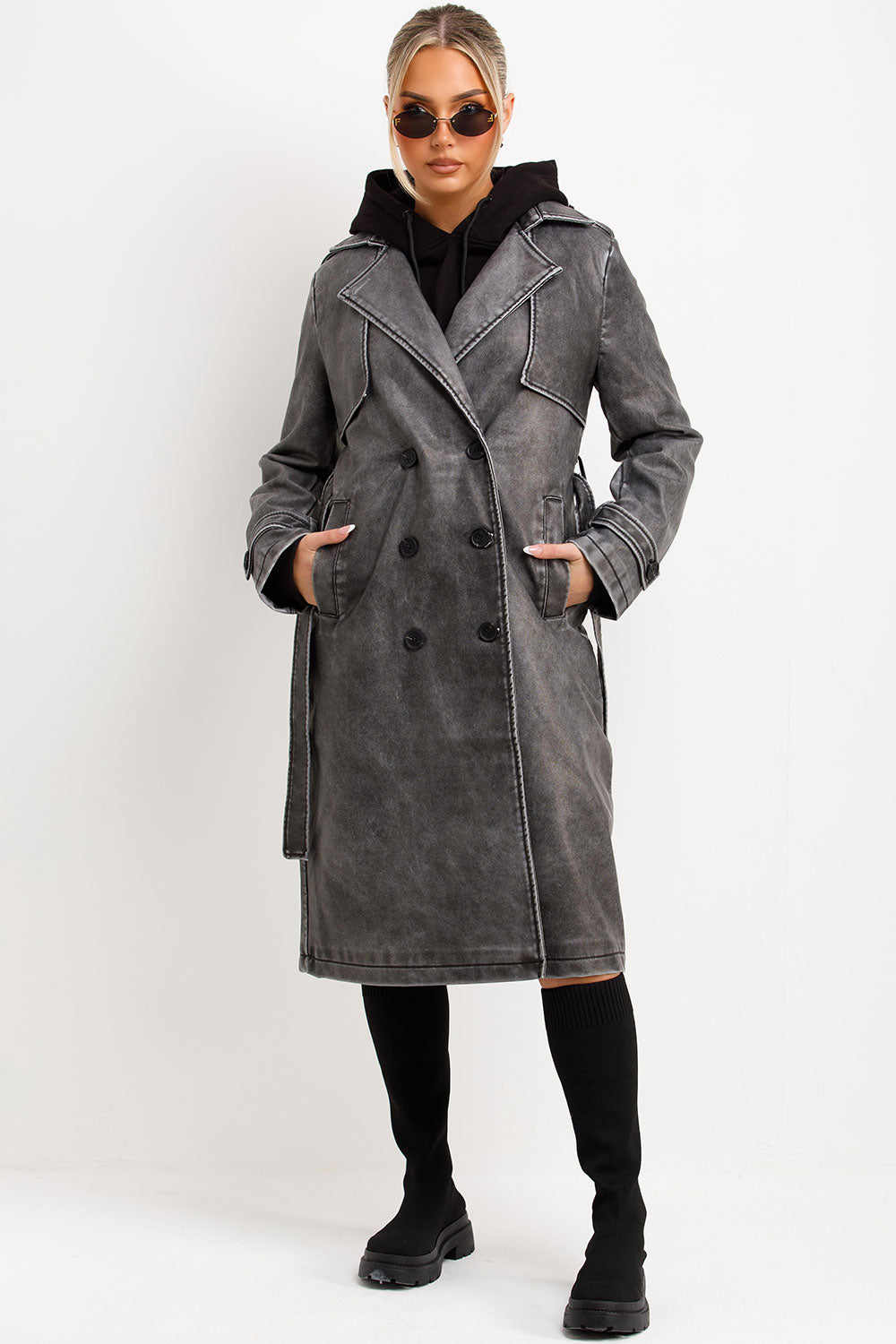 zara womens longline trench coat styledup