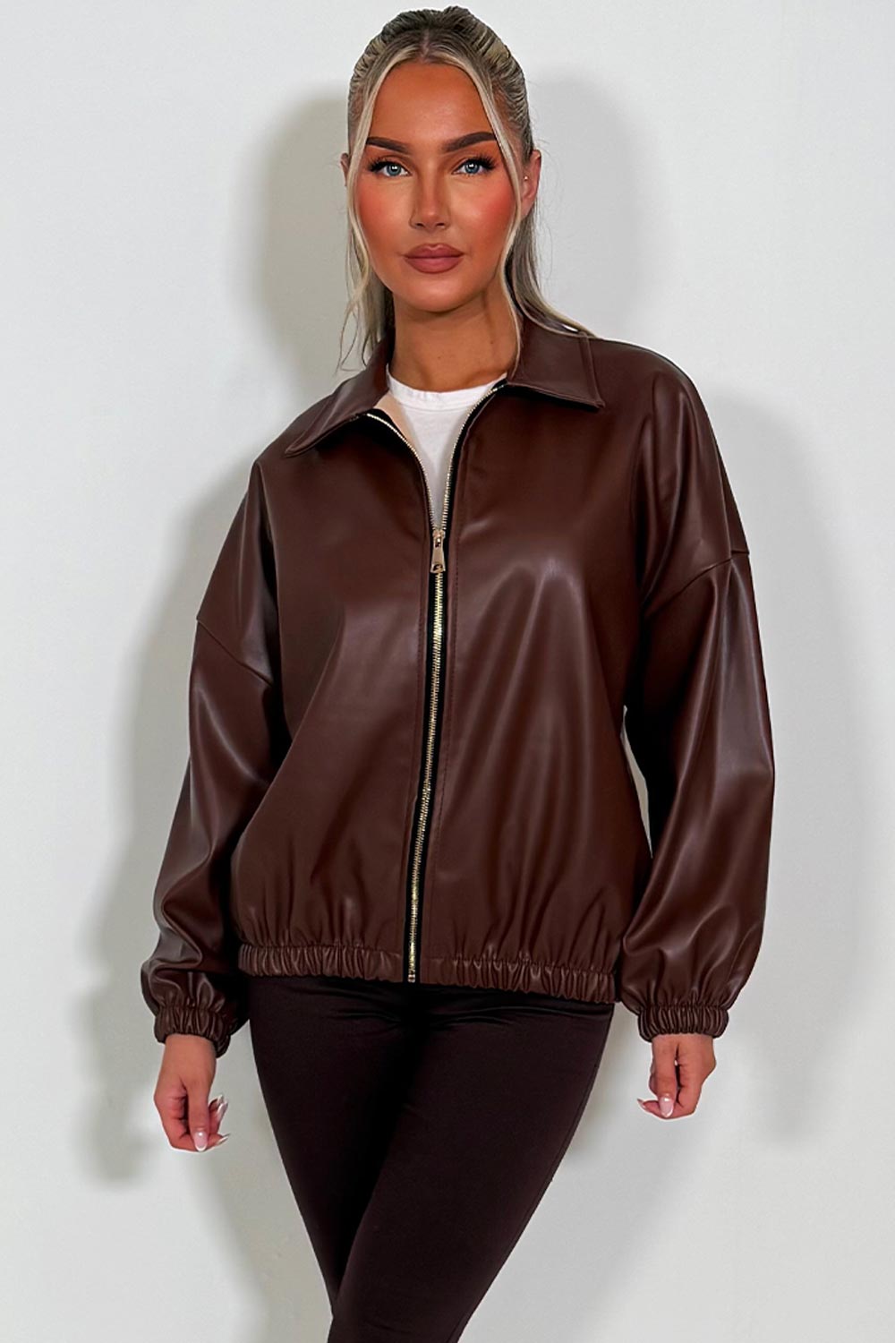 zara faux leather bomber jacket womens uk