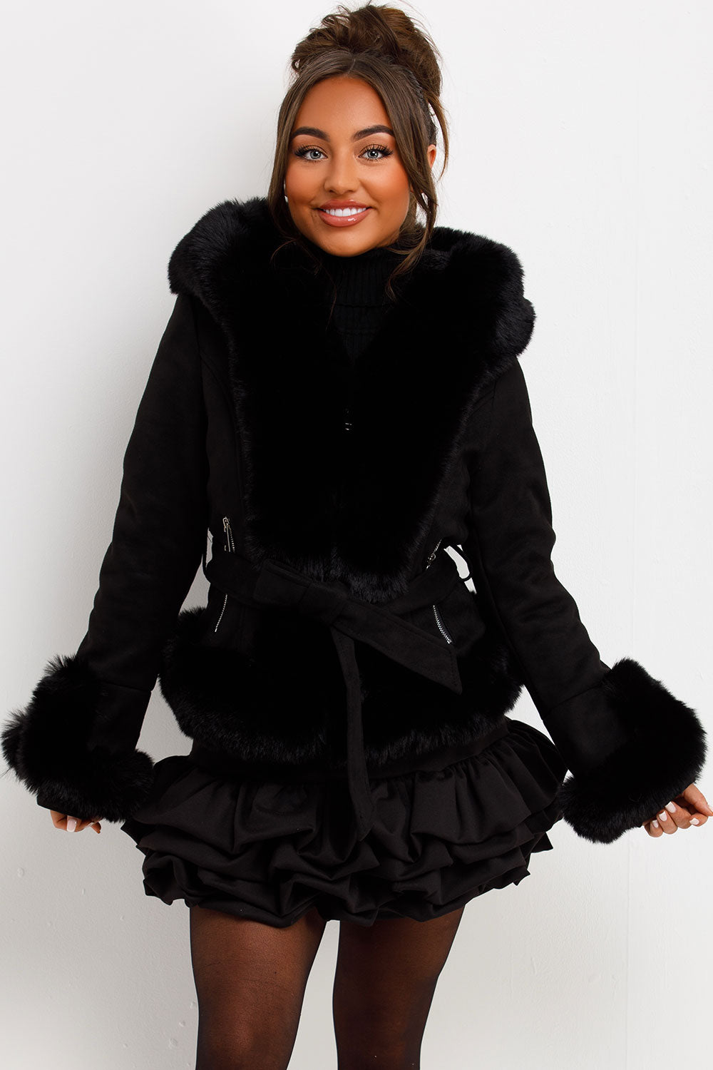 womens fur jacket winter wonderland outfit