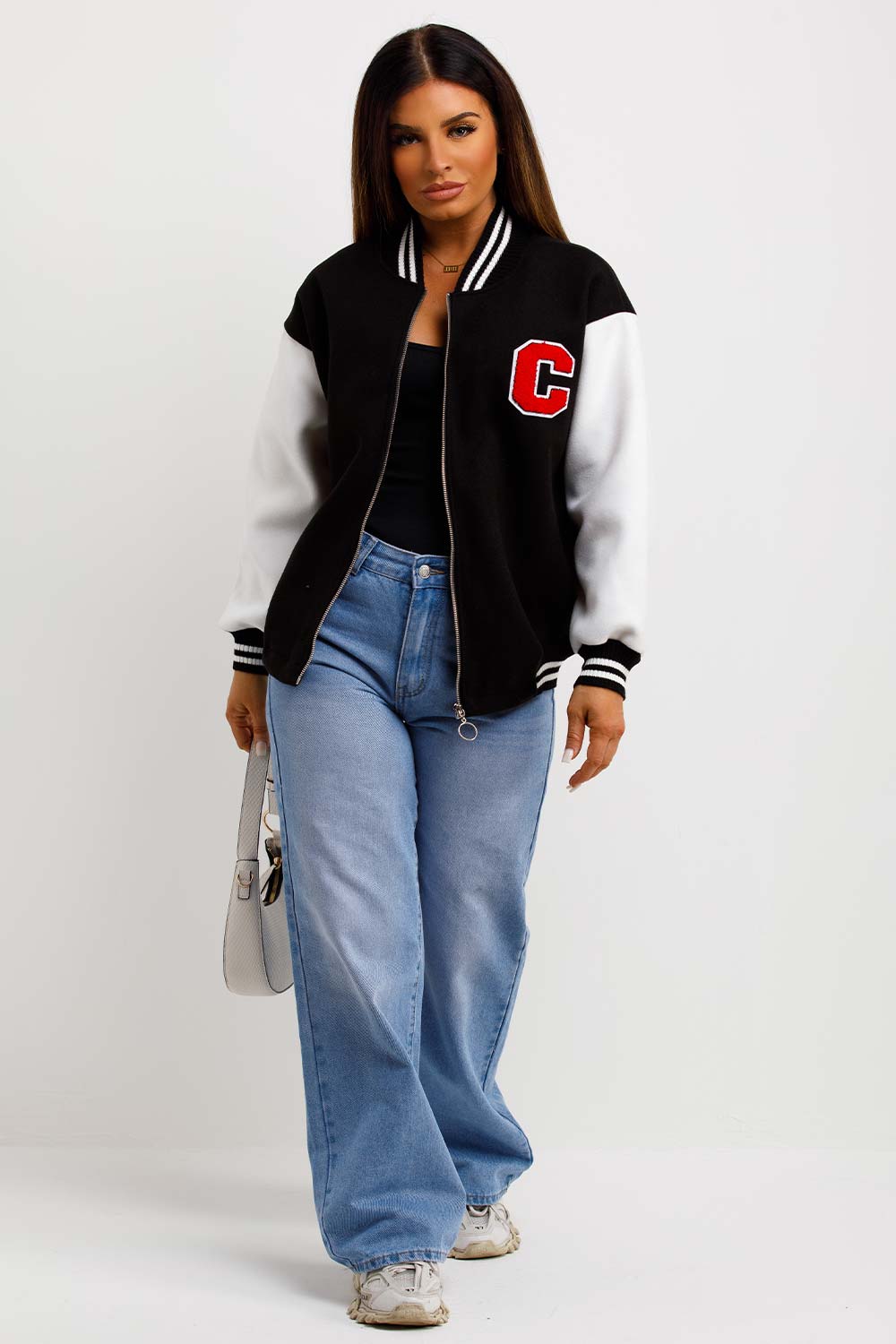 womens letter c bomber jacket
