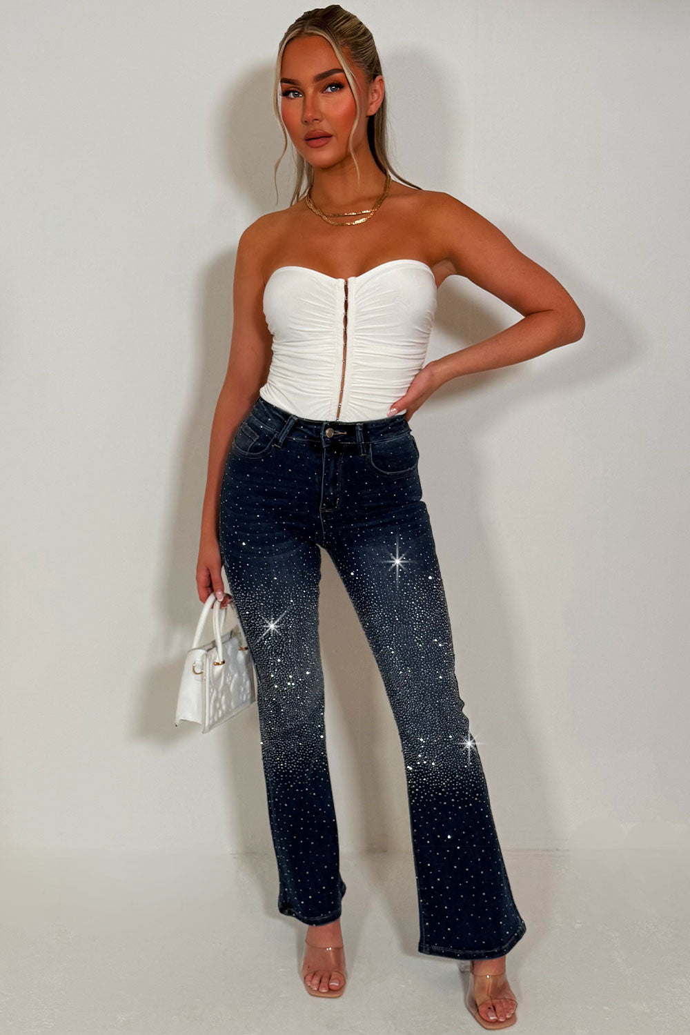 diamante jeans zara womens uk