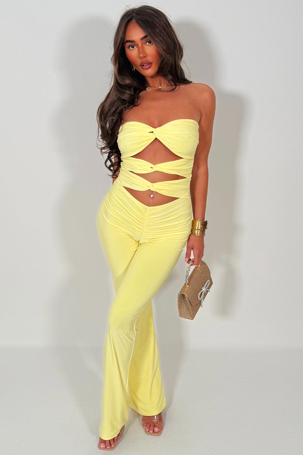 cut out knot front jumpsuit going out festival outfit styledup uk