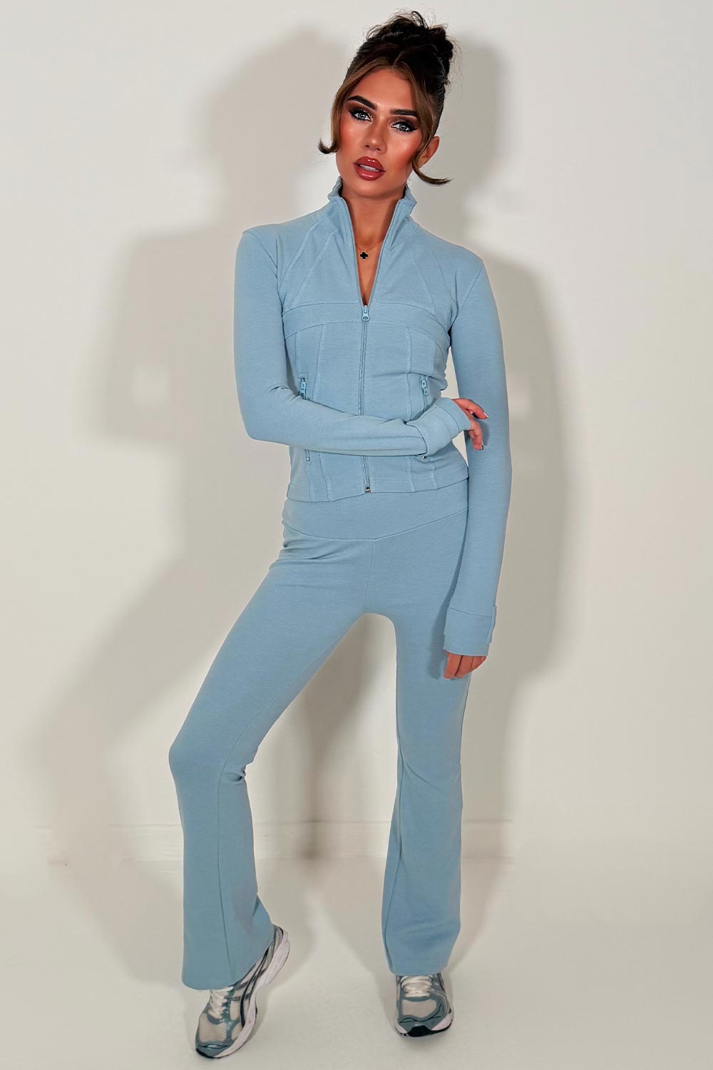 alo flare leggings and sports jacket two piece tracksuit womens uk