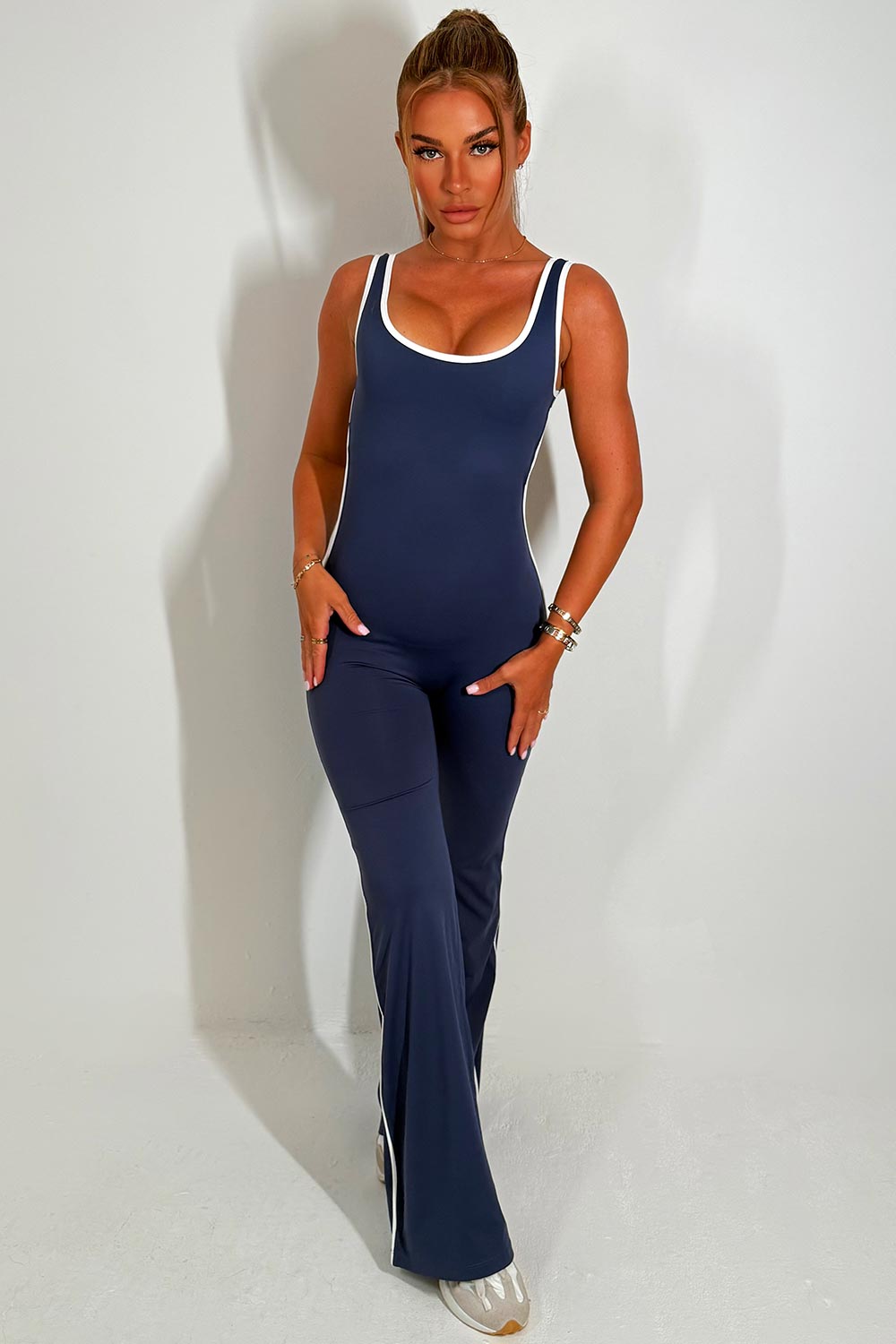 booty lifting jumpsuit with flared legs