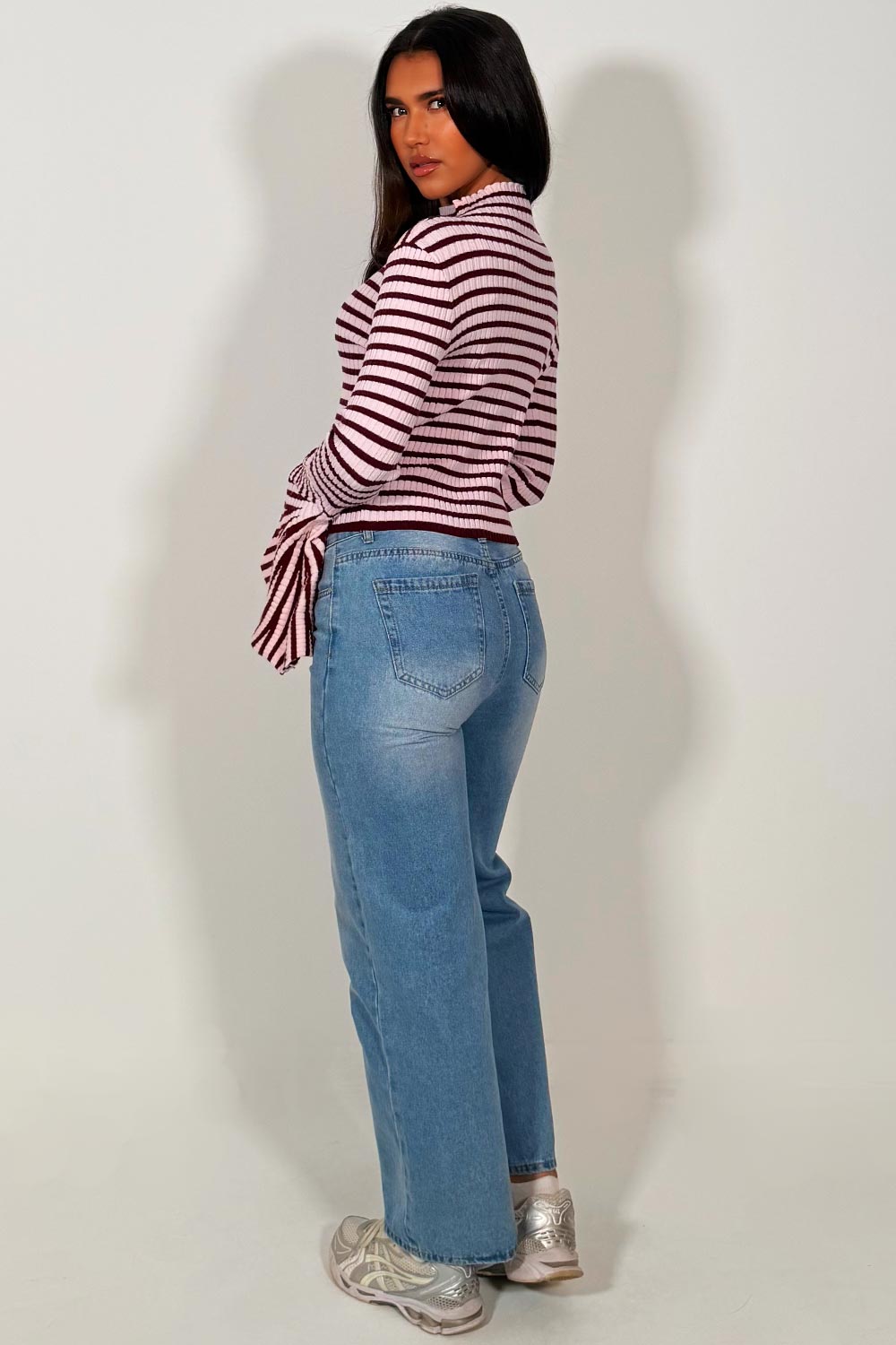 zara womens ribbed striped turtle neck top styledup