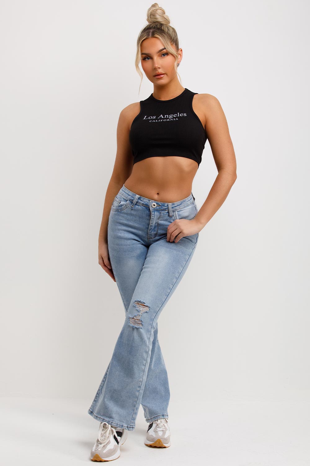 womens flare leg jeans light wash denim