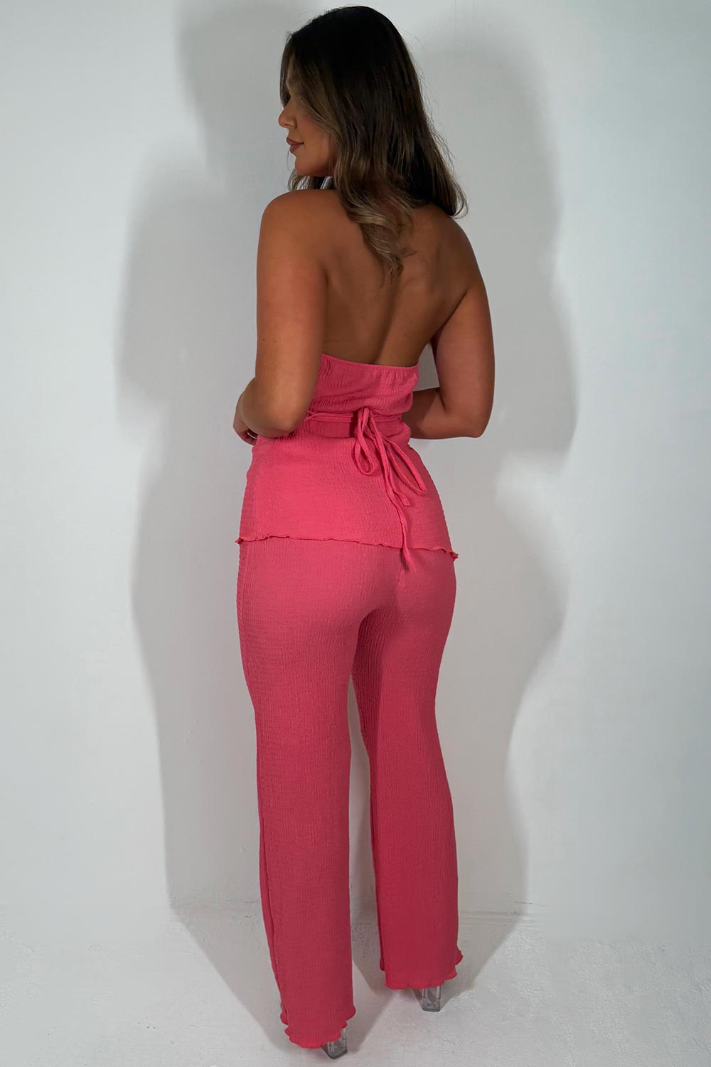 womens zara halter neck backless top and trousers two piece co ord set styledup sale