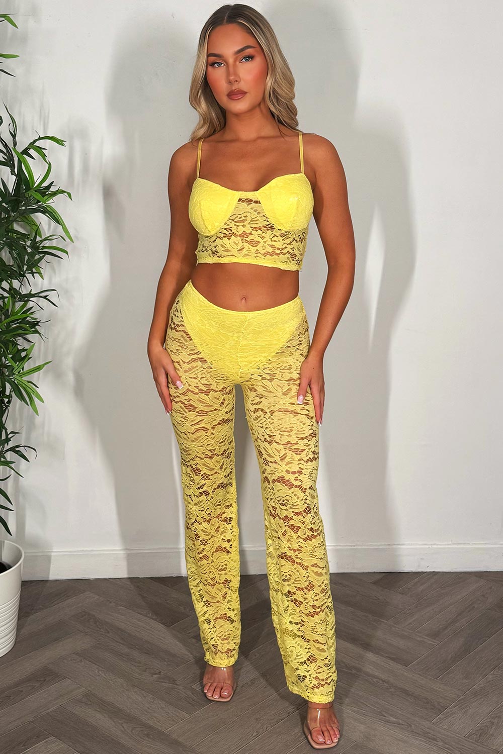 lace flared leg trousers and top co ord set for womens festival outfit styledup