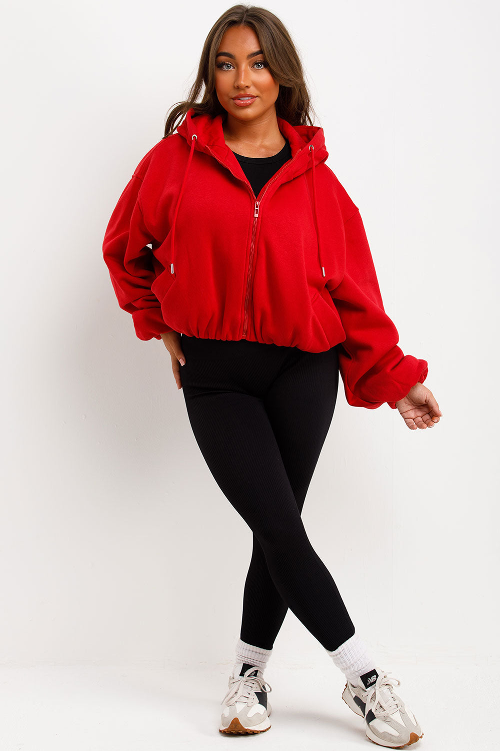 womens zara hooded jacket with elastic hem