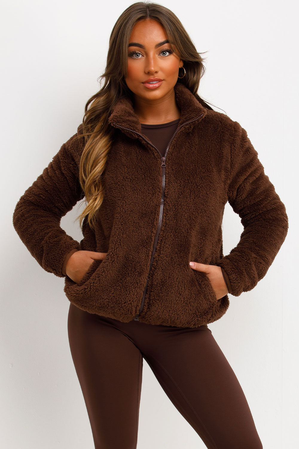 womens zip up teddy bear jacket styledup