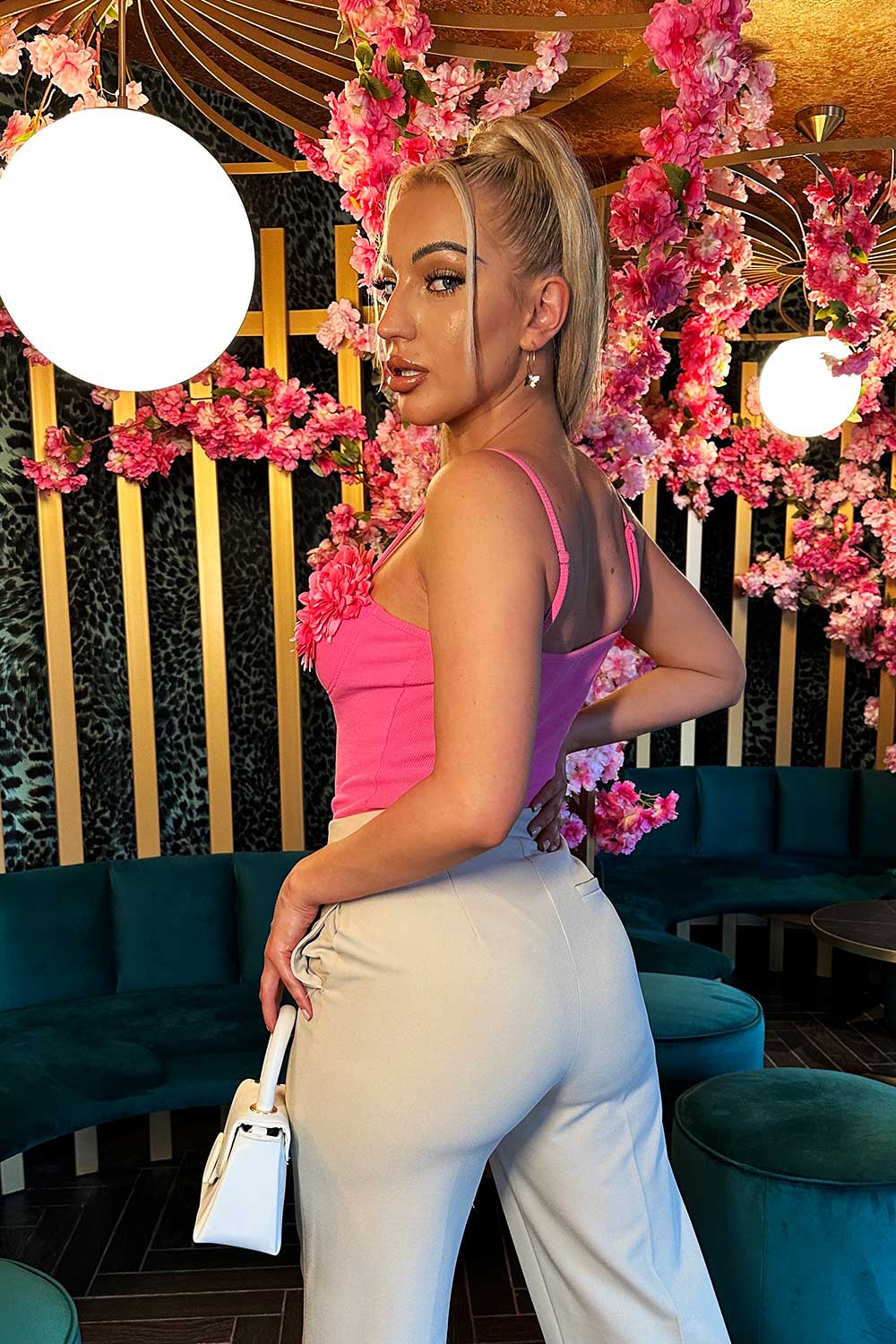 floral cup ribbed bodysuit top