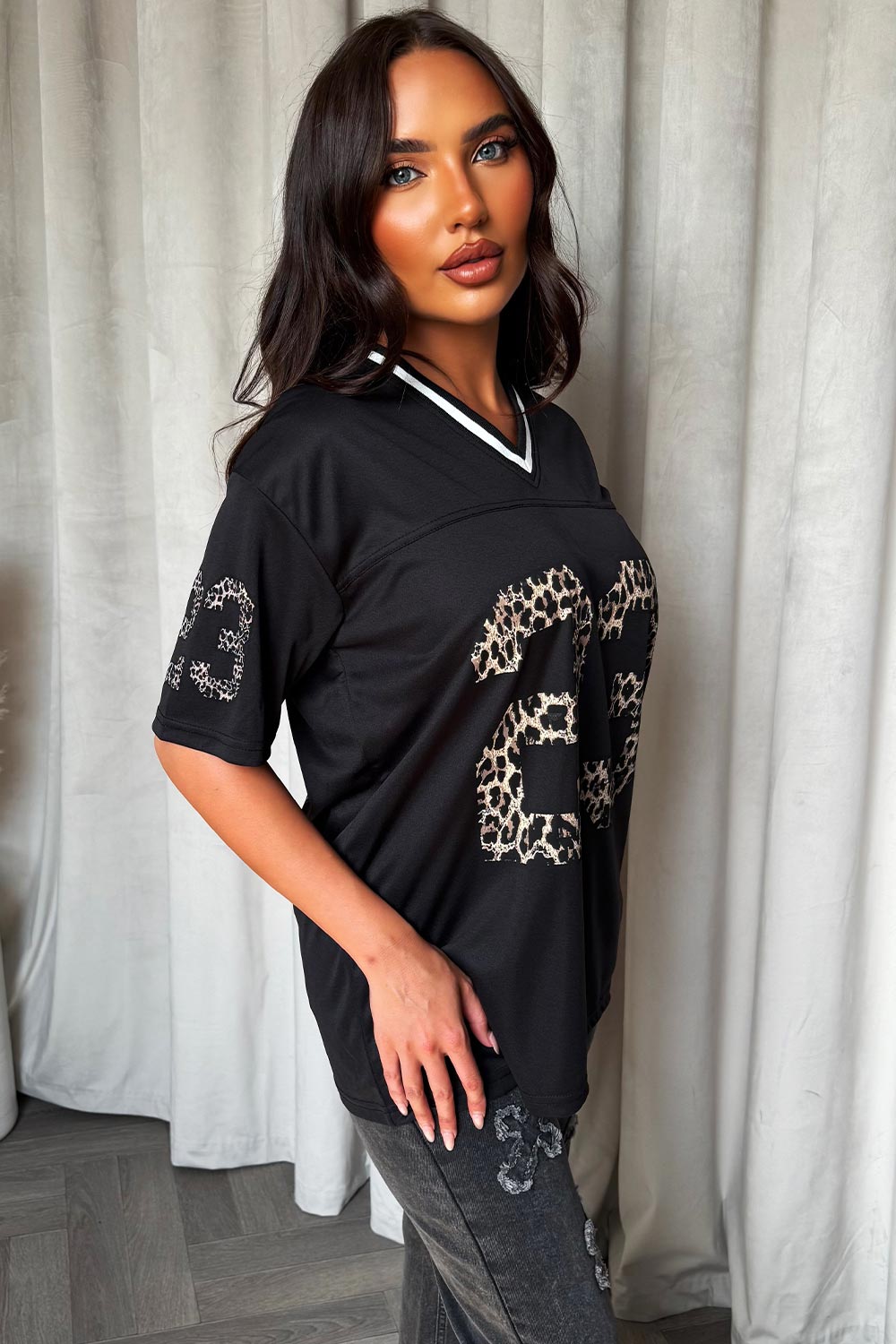 festival rave oversized football jersey top v neck styledup