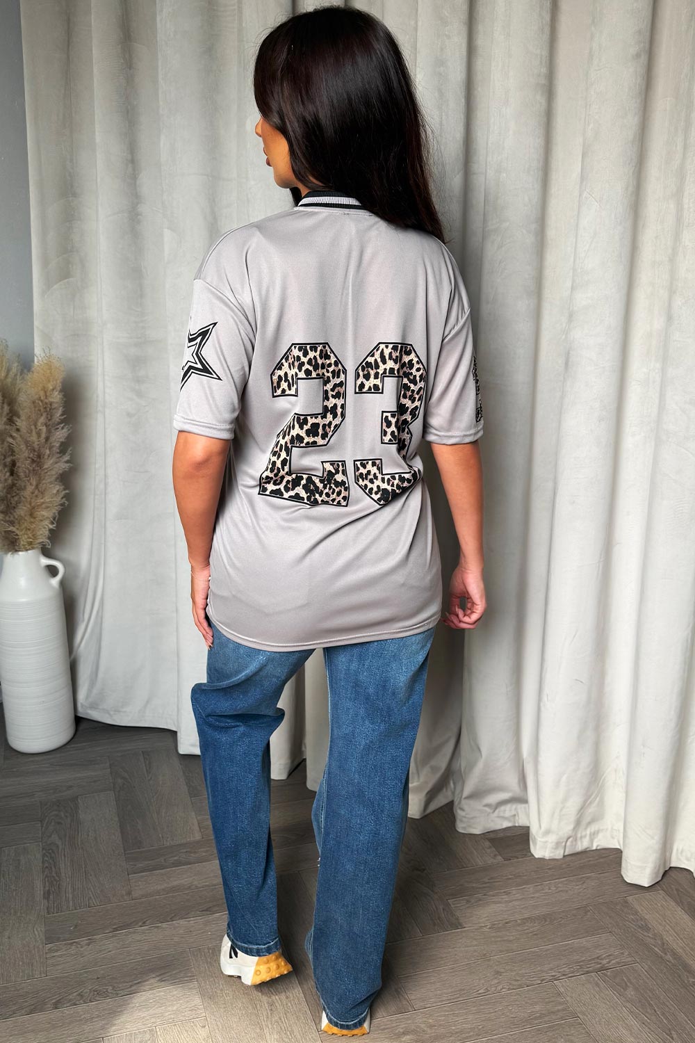 oversized football v neck top womens festival outfit