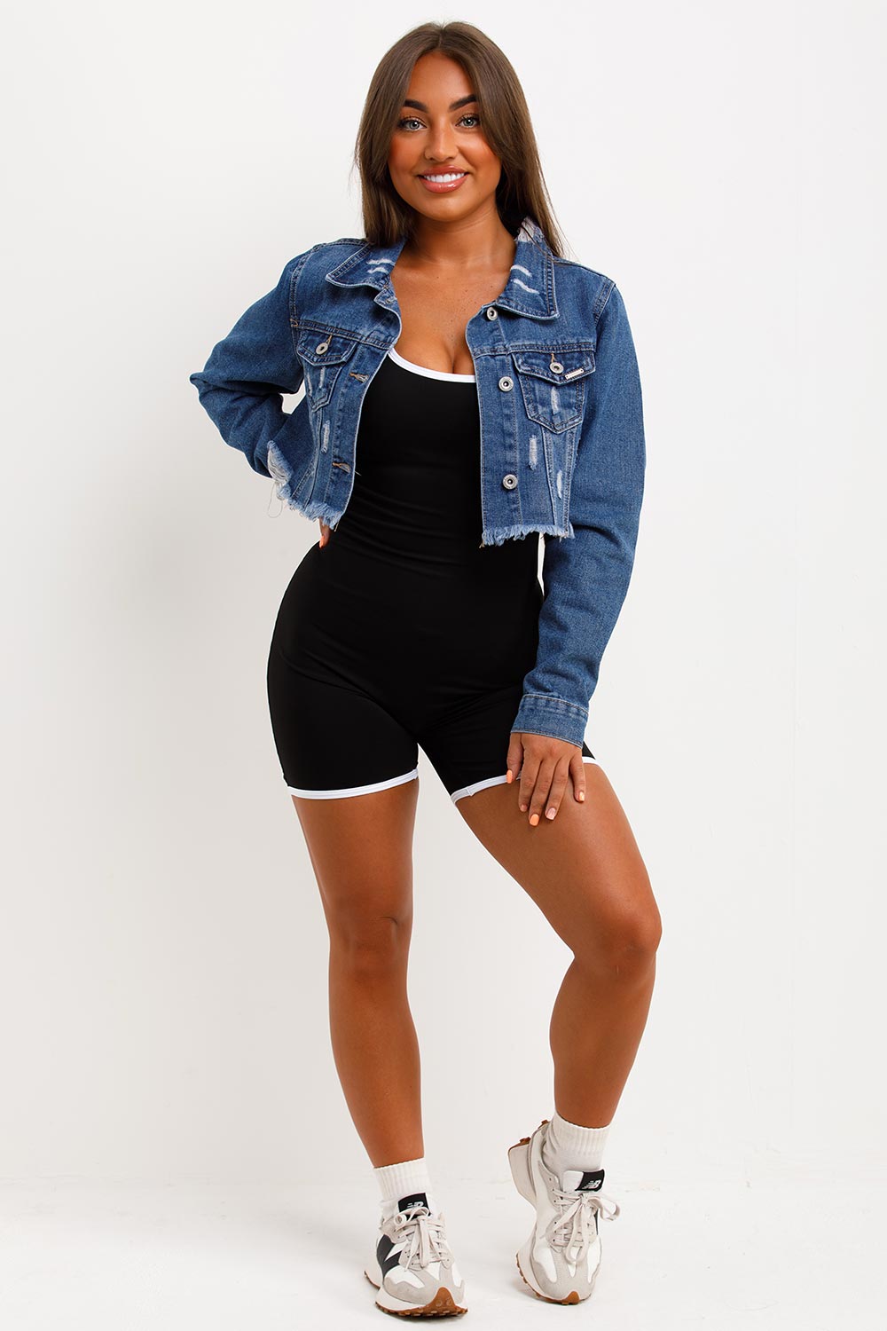 womens crop denim jacket sale