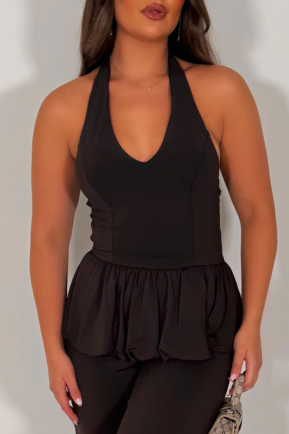 womens wide leg trousers and halterneck top co ord set styledup uk