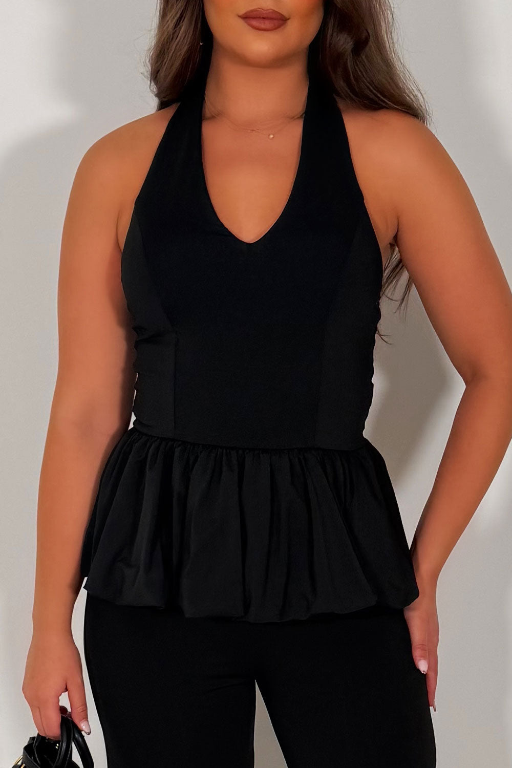 wide leg summer trousers and halter neck backless top two piece co ord set styledup uk