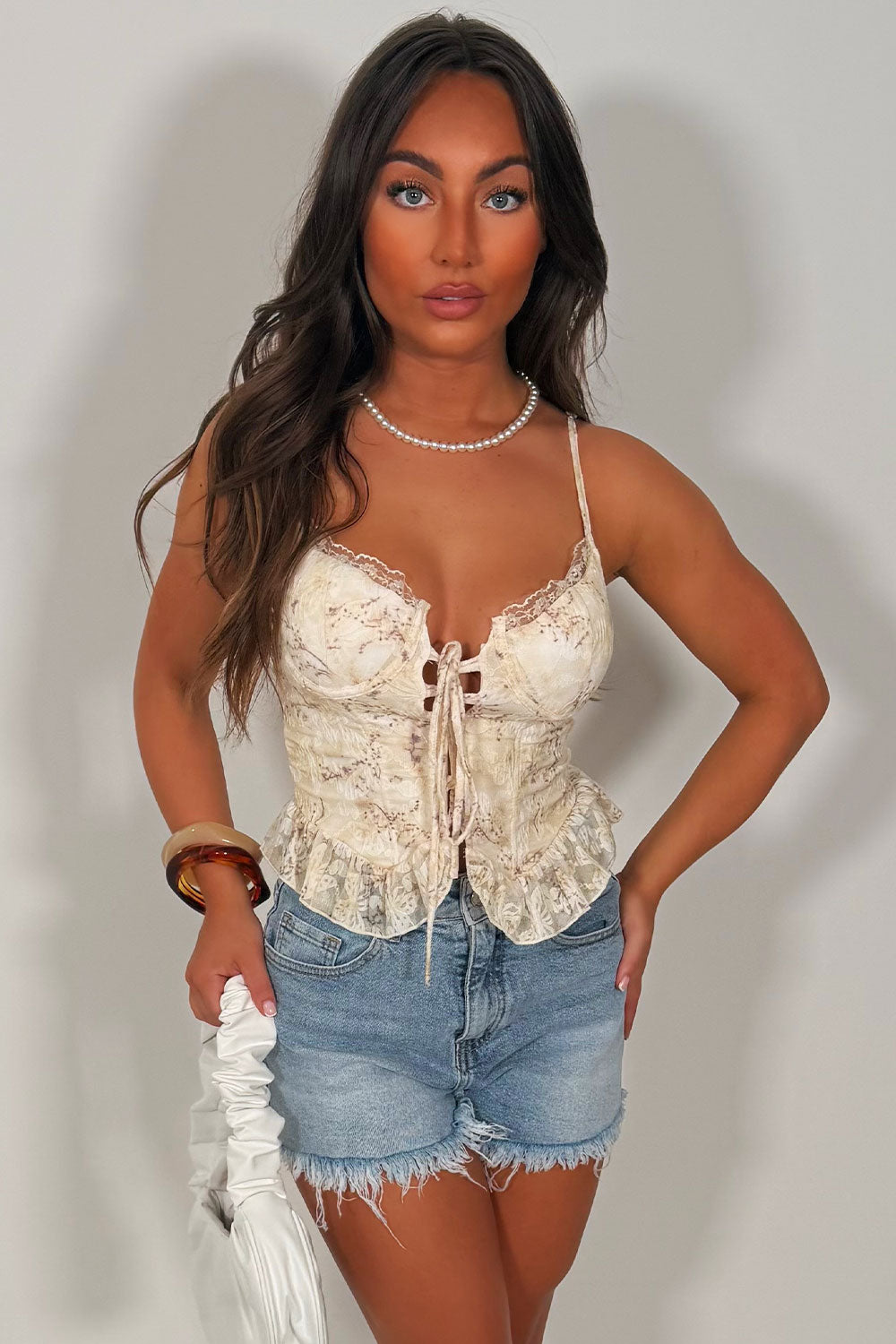 floral ruffle frilly hem cupped top going out party festival night out outfit uk