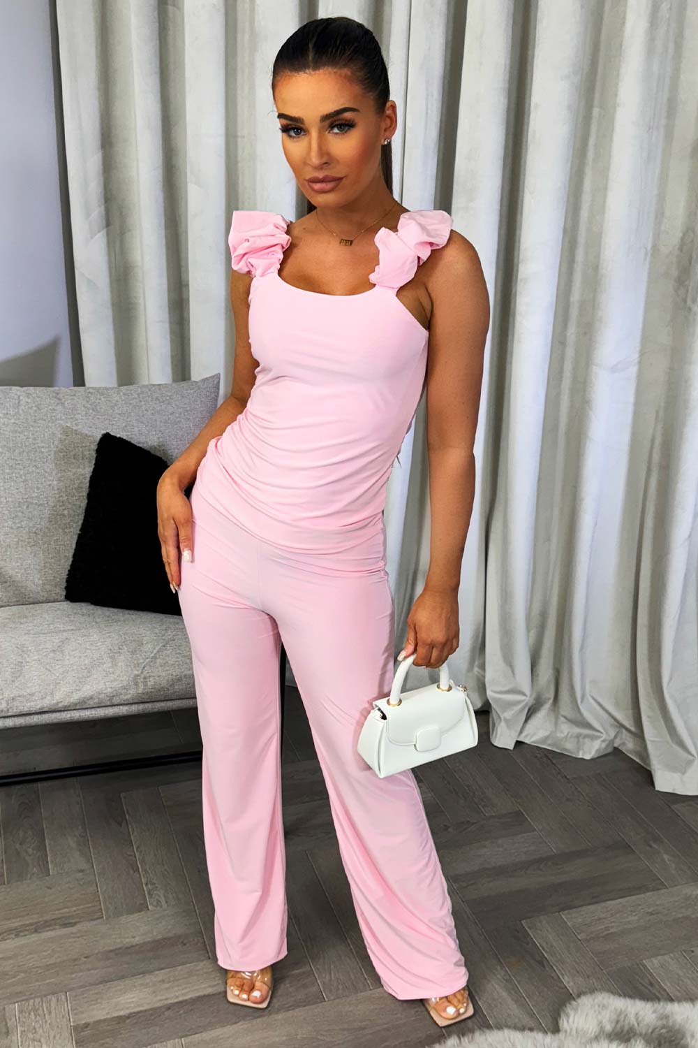 womens top and trousers two piece going out christmas party outfit