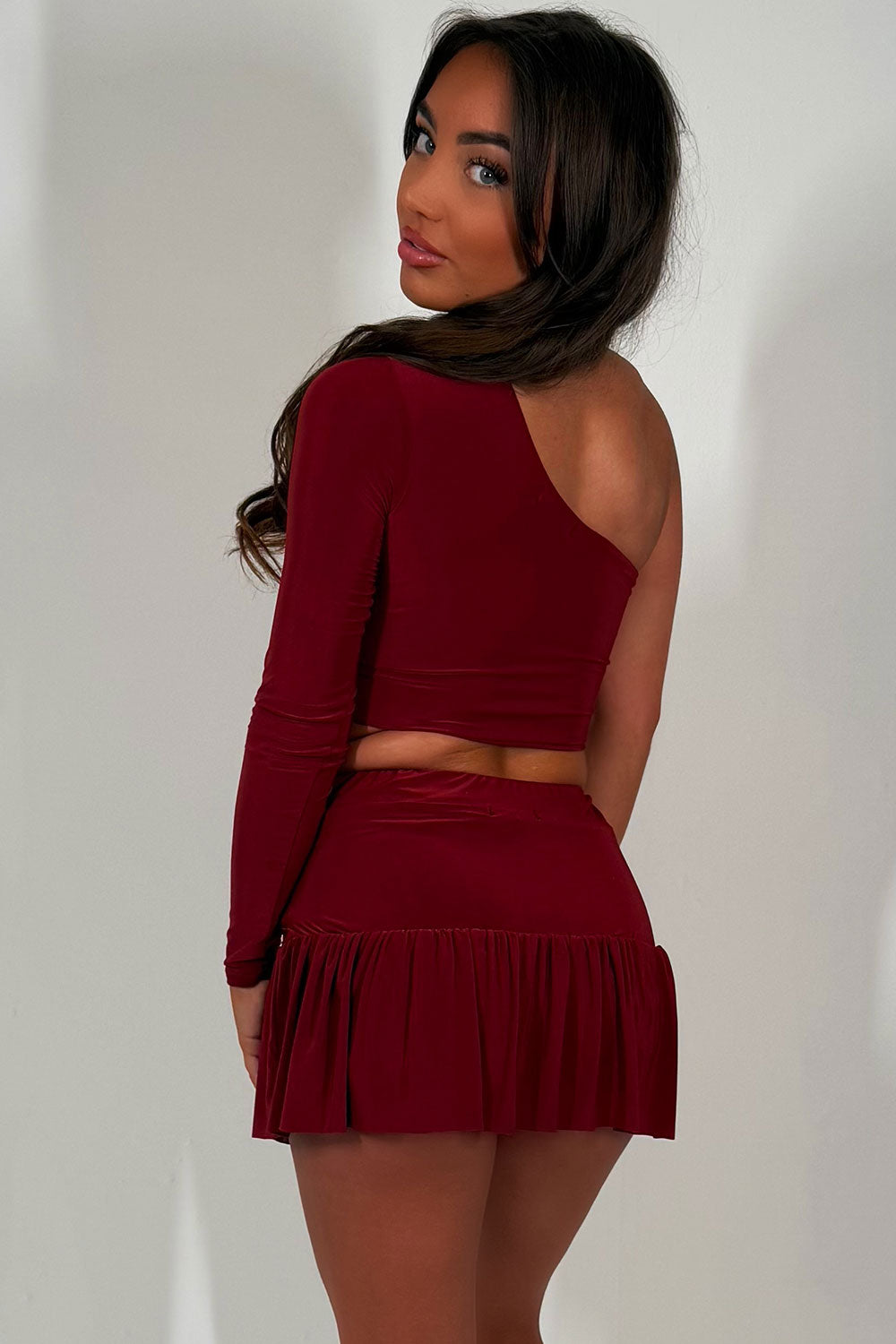 one shoulder crop top and skirt co ord set festival rave clothes uk