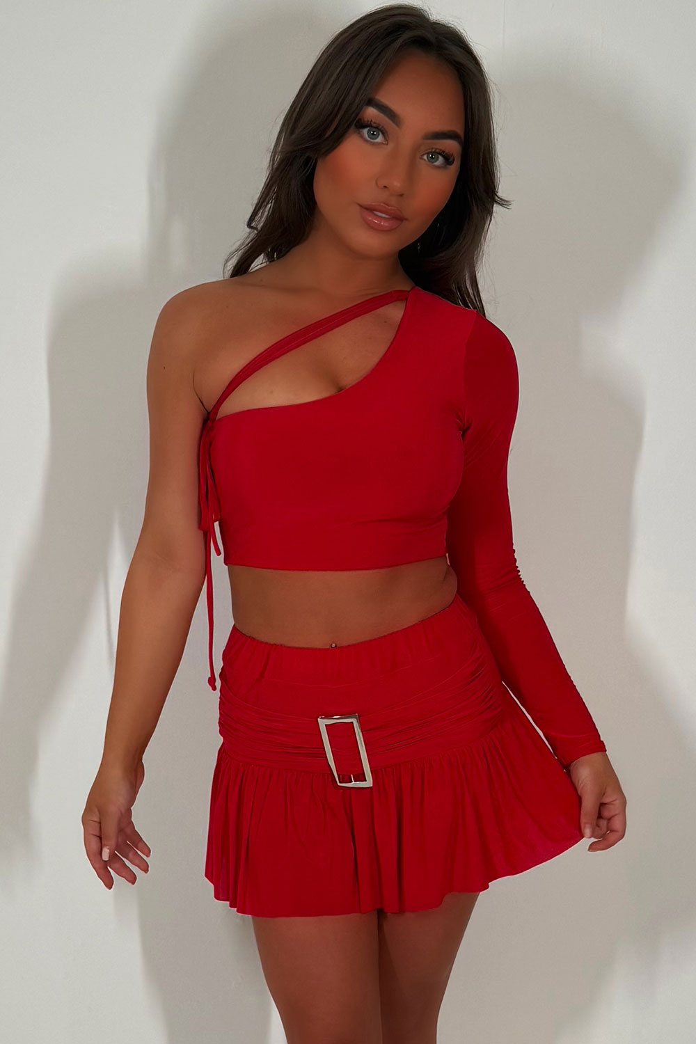 one shoulder crop top and skirt co ord set festival rave clothes uk