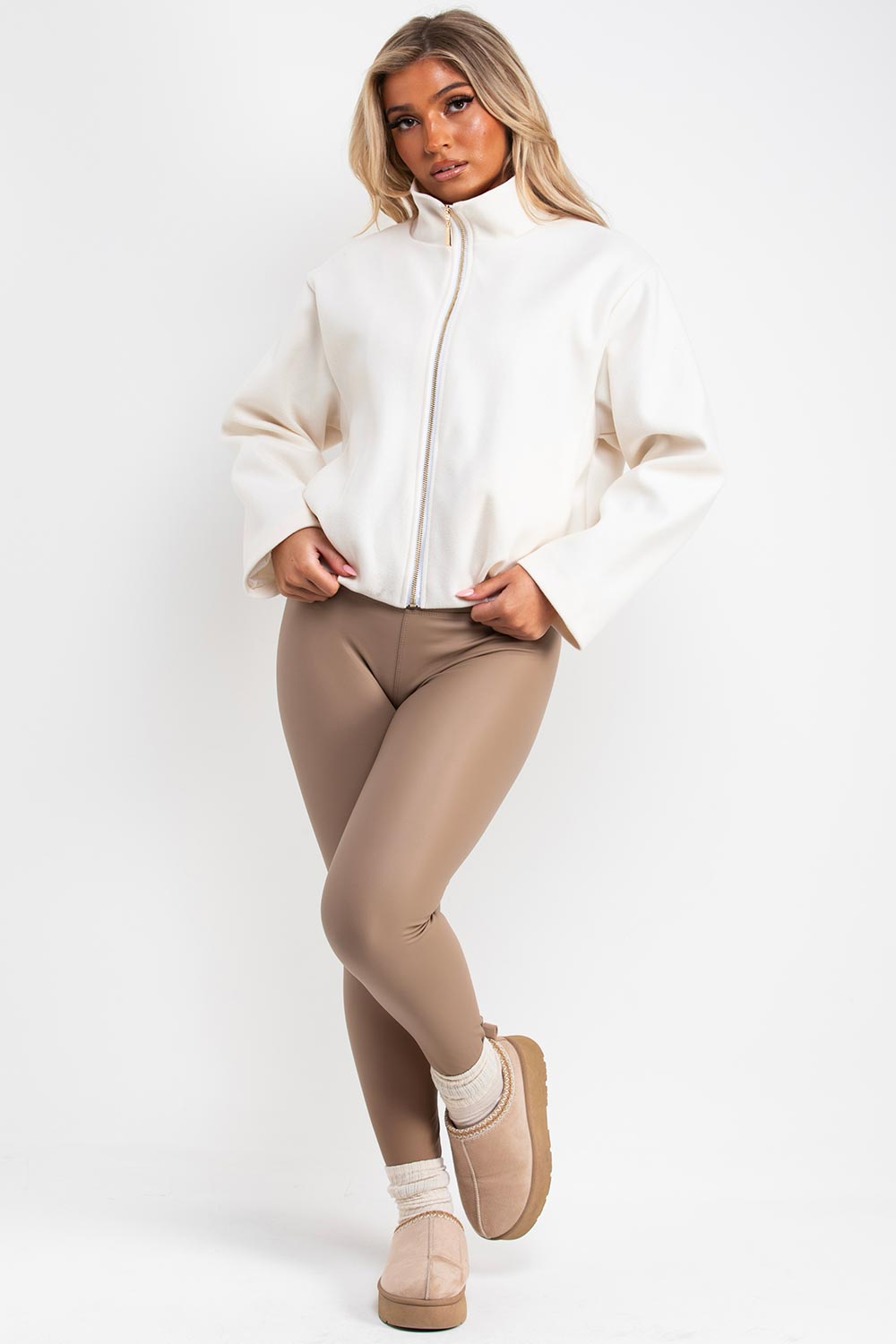 womens zara cream soft bomber jacket uk