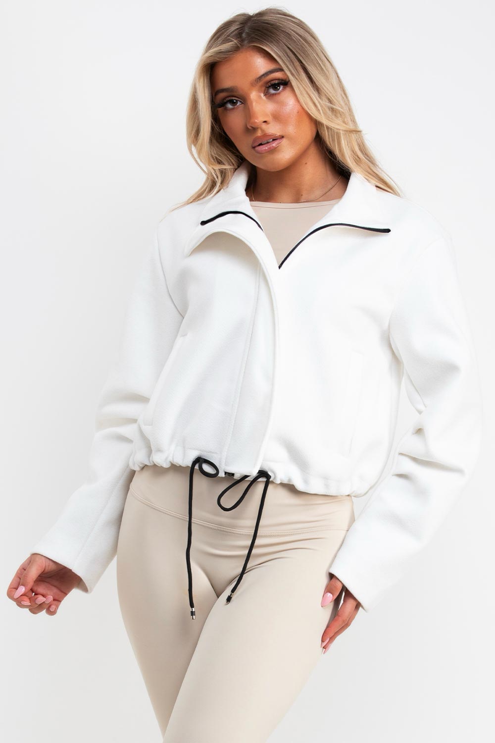 drawstring hem soft bomber jacket zara womens uk