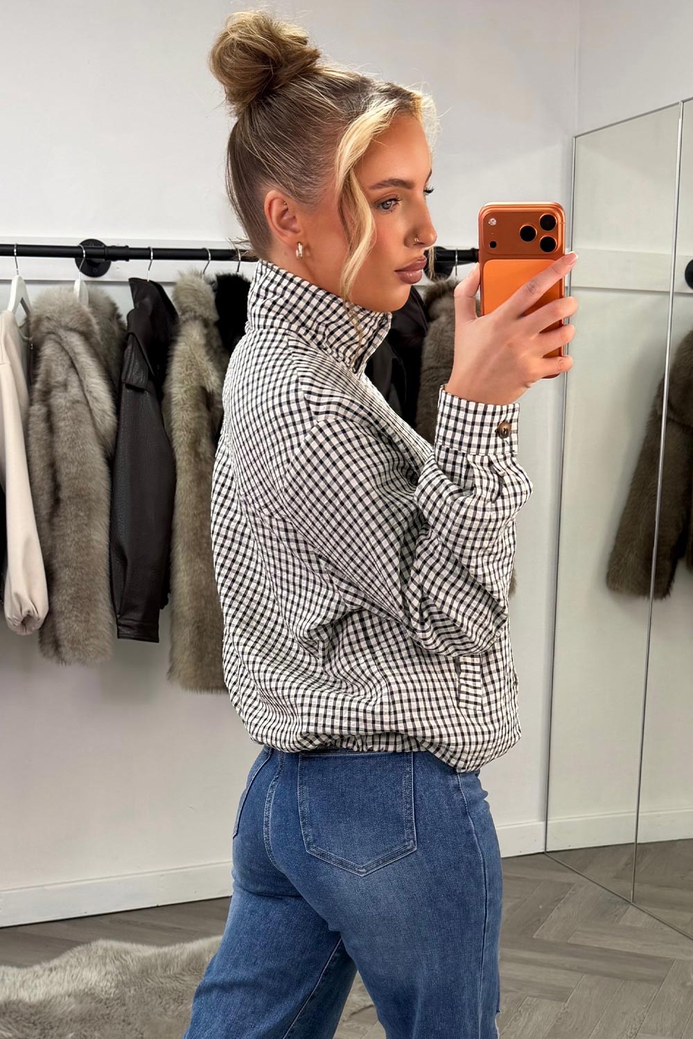 check print oversized jacket with funnel neck zara uk