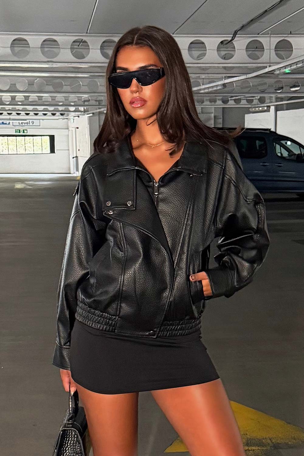 womens faux leather oversized jacket zara uk