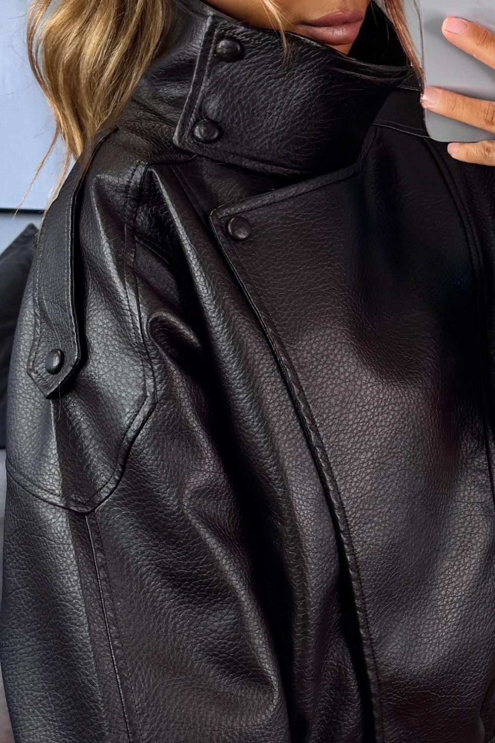 zara womens faux leather funnel neck jacket uk