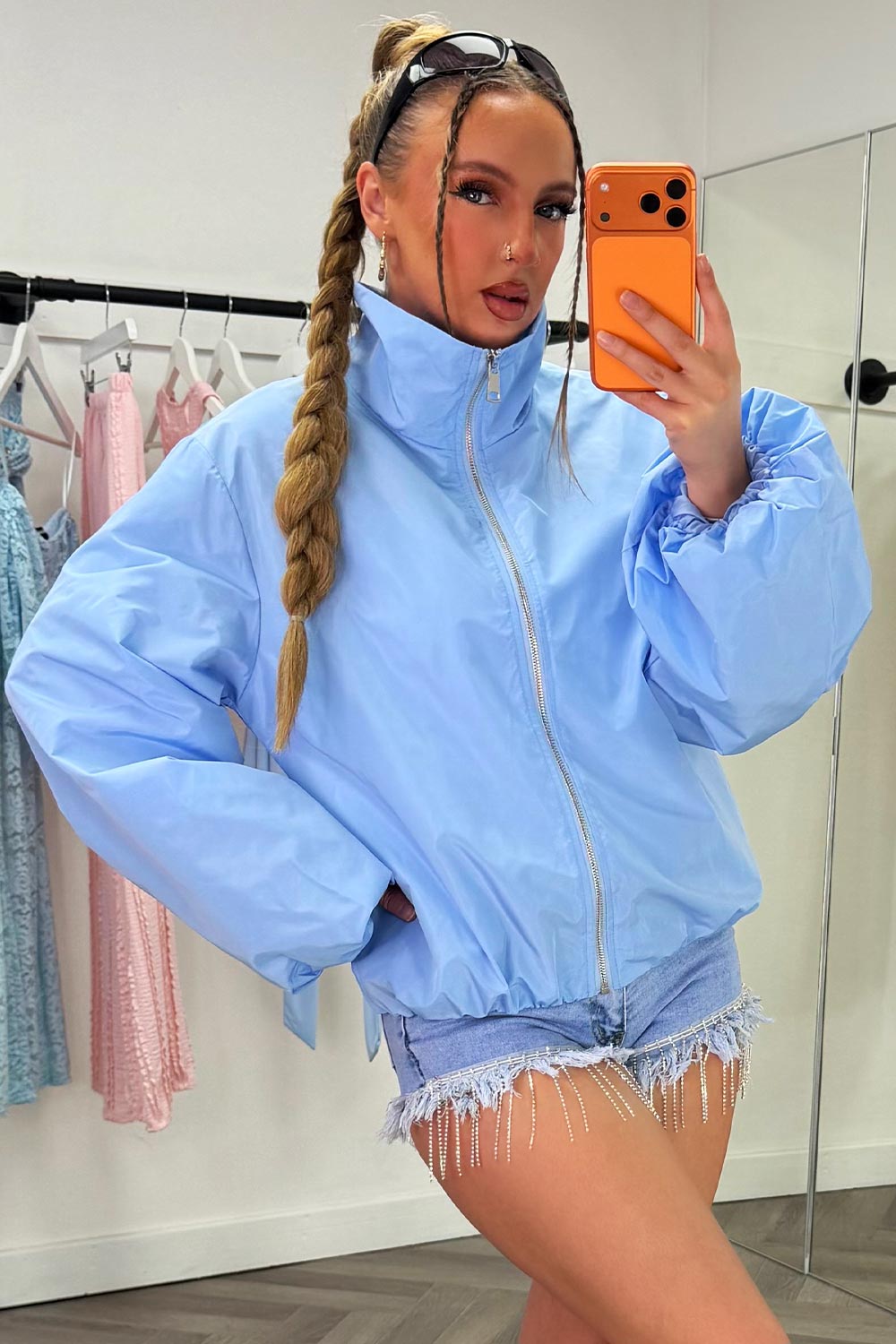 womens funnel neck summer jacket festival windbreaker styledup