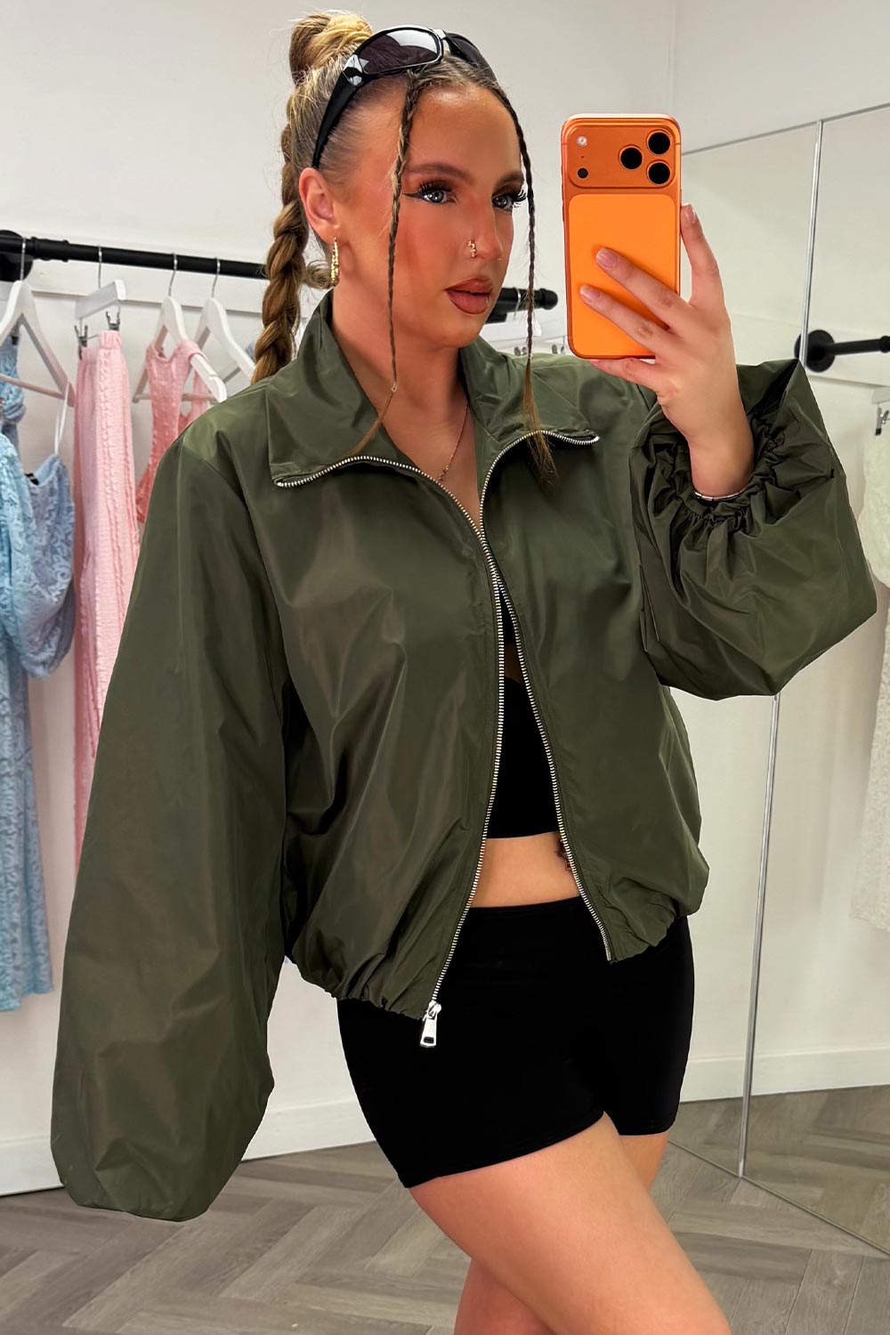 womens funnel neck summer jacket festival windbreaker styledup