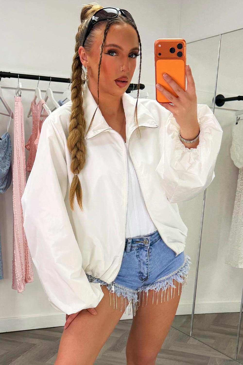 womens funnel neck summer jacket festival windbreaker styledup