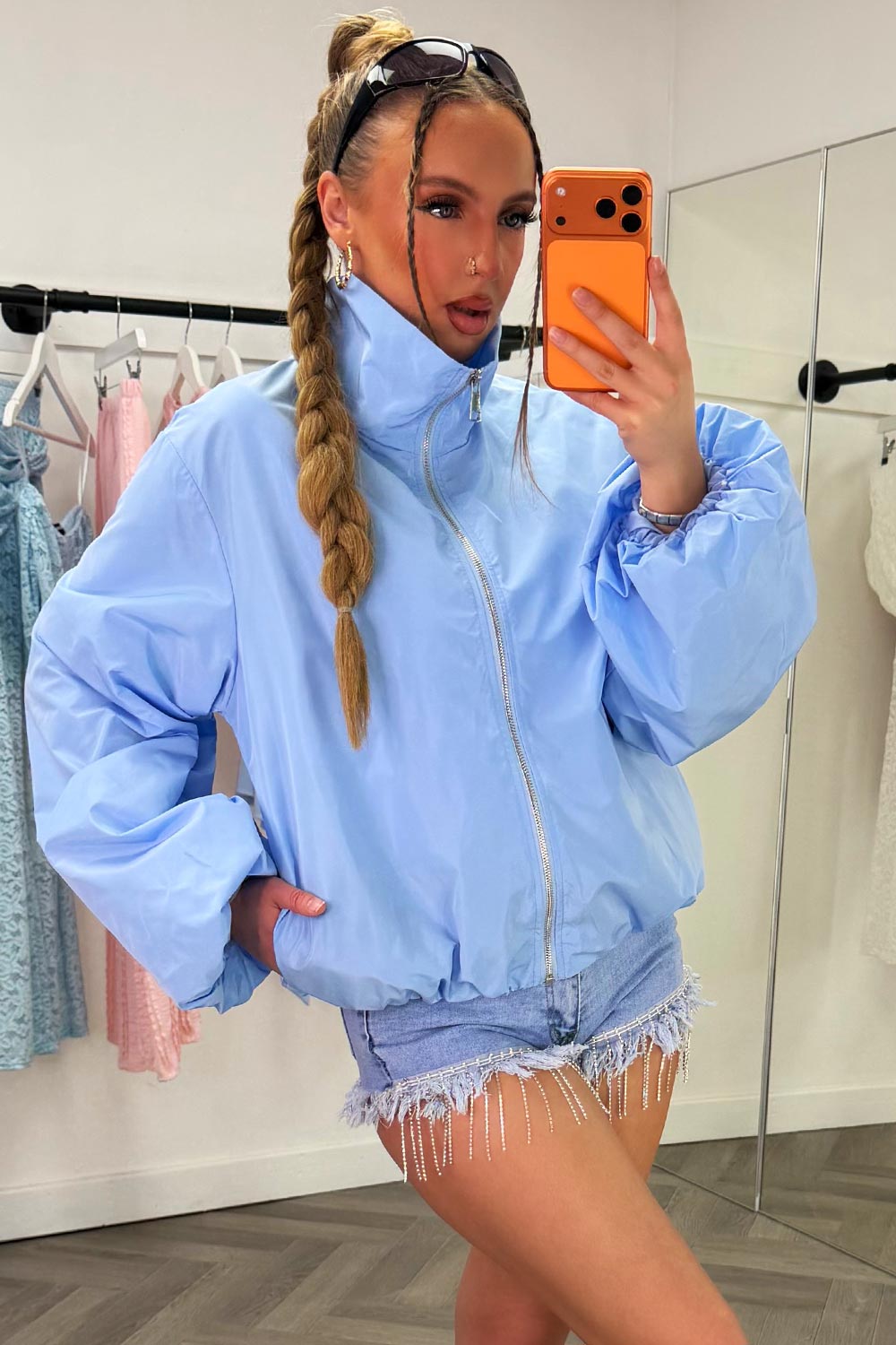 womens long sleeve jacket wind breaker zara uk sale