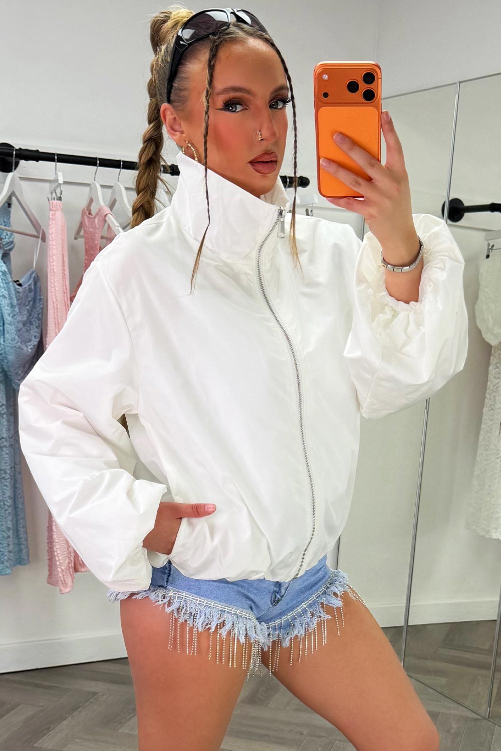 womens long sleeve jacket wind breaker zara uk sale