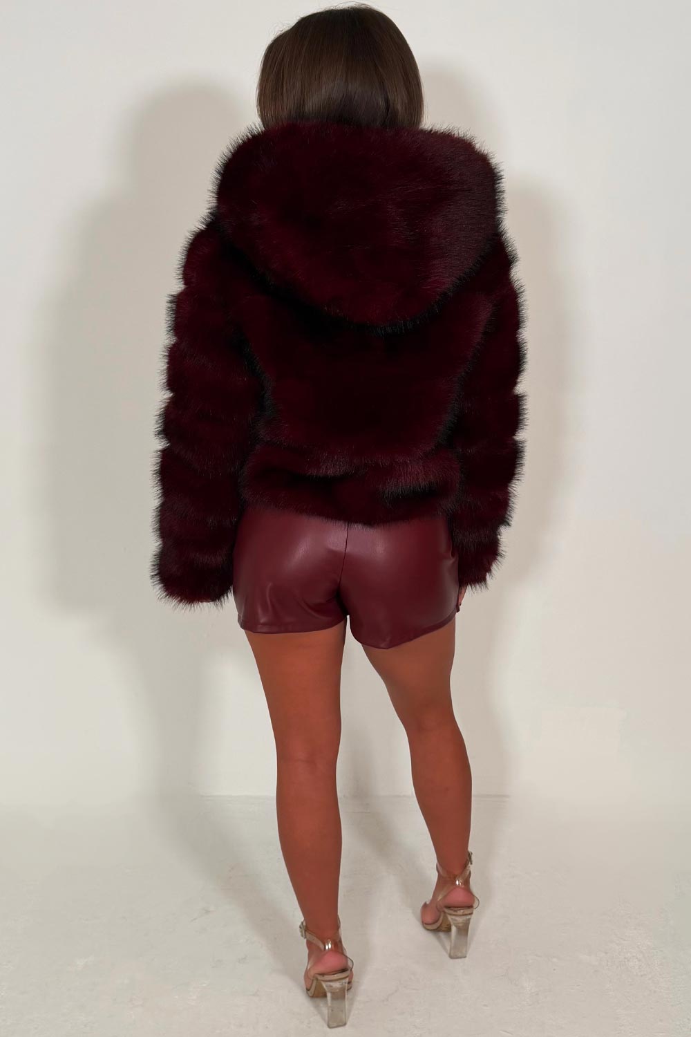 burgundy faux fur coat styledup