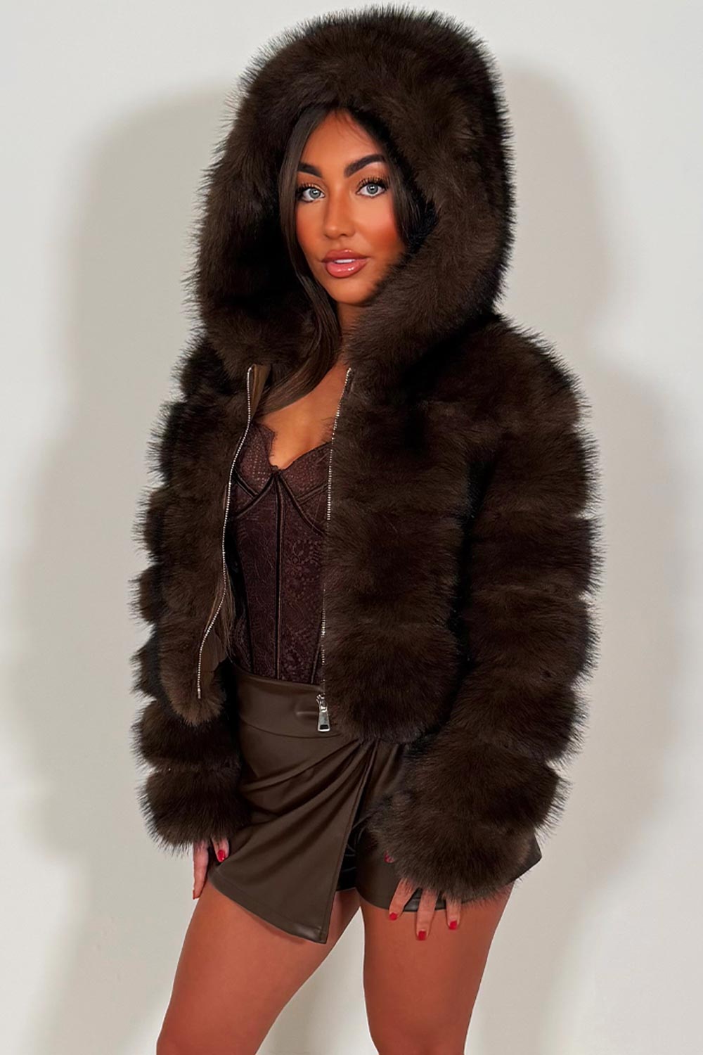 zara fur jacket with hood womens styledup
