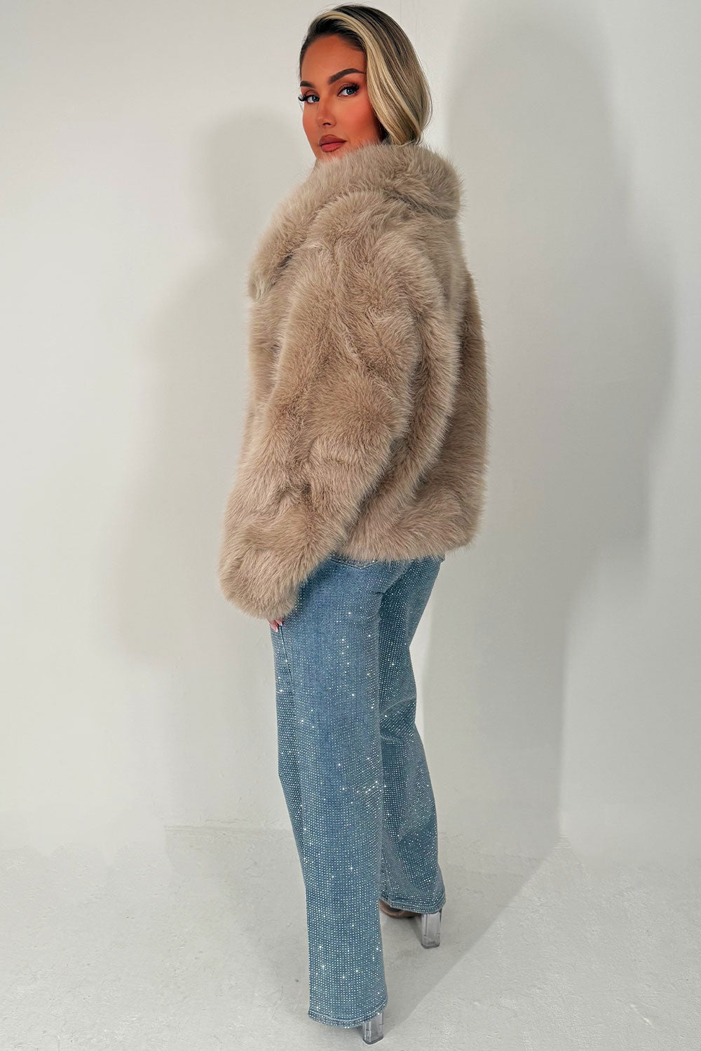 womens faux fur jacket zara uk