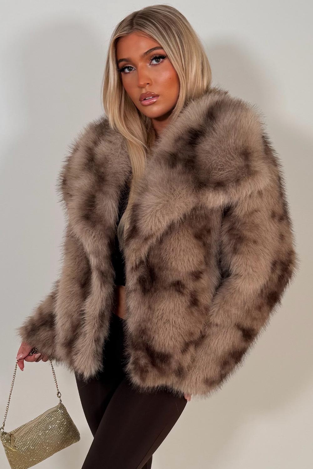 faux fur jacket for womens with collar styledup uk