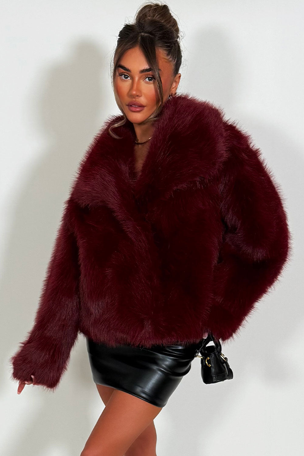 womens wine fur jacket styledup
